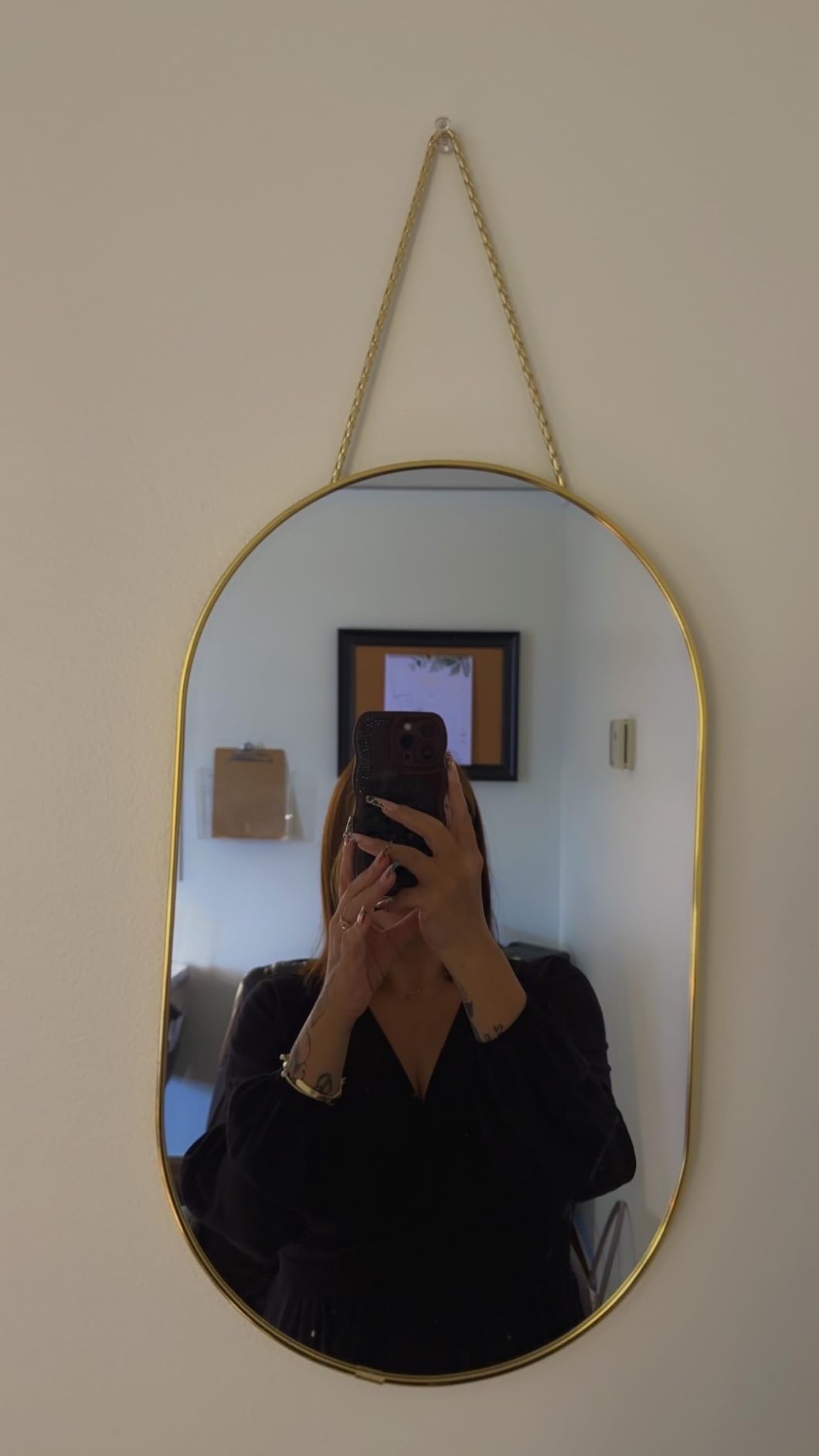 YCHMIR Oval Wall Mirror, Gold, Oval Shape | for Bathrooms and More (16x9.2 inch) customer photo 1