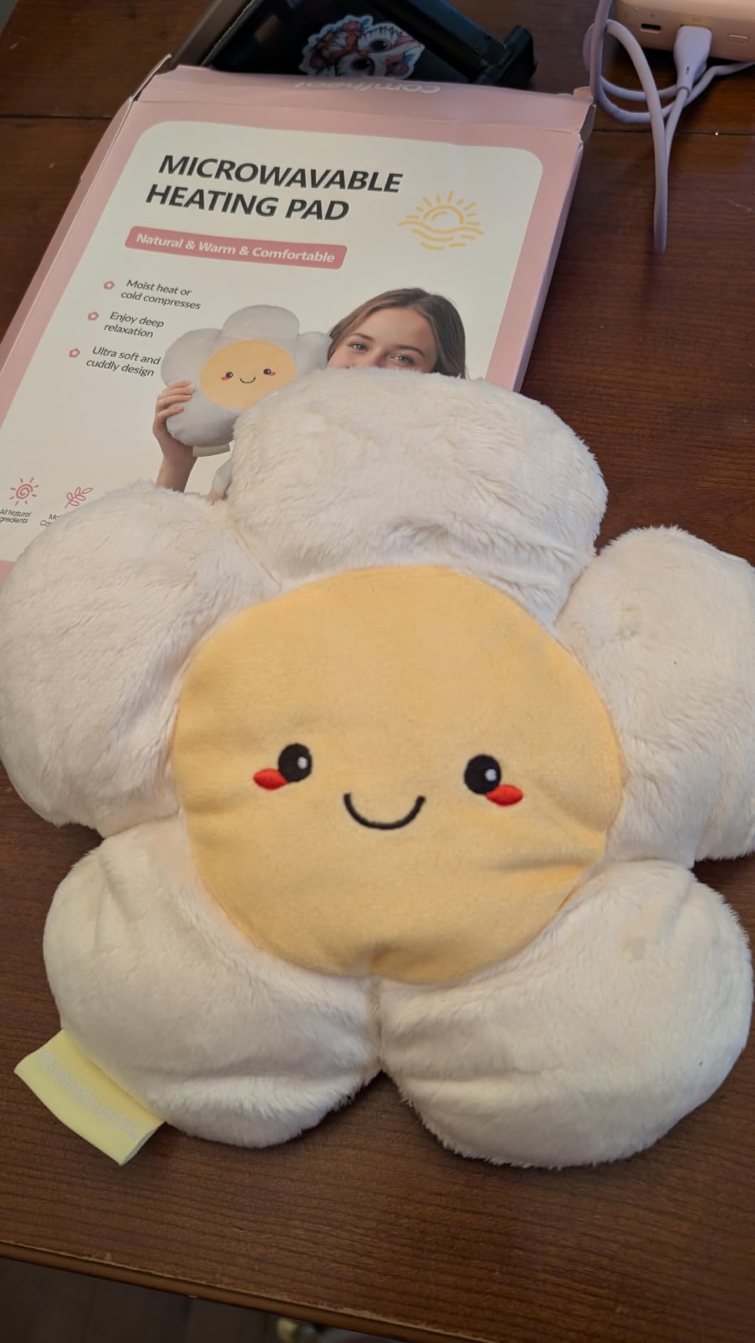 Microwave Unscented Heating Pad for Pain Relief, Moist Heat Pack | Hot Compress for Period Cramps, Shoulder, Muscles, Cute Cloud Plush Heating Pad, Gift for Girl Women, with Washable Cover customer photo 1