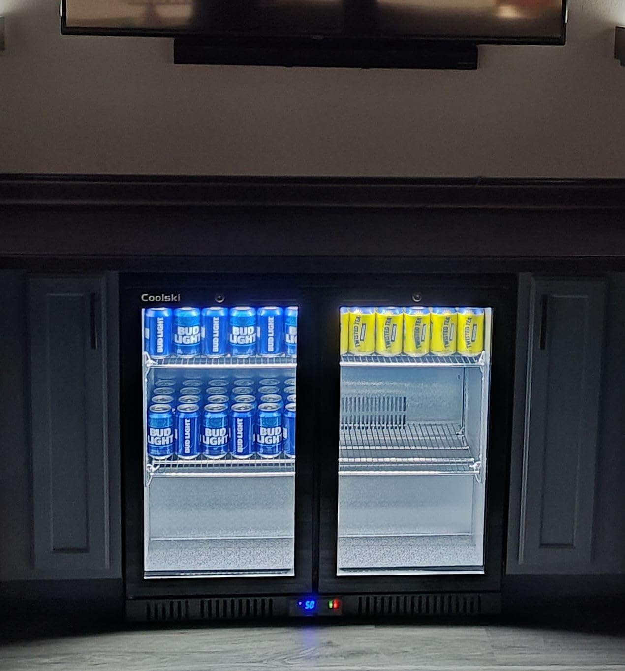 Back Bar Cooler Commercial Undercounter Refrigerator with 2 Glass Door, Bar Beverage Refrigerator for Beer Soda Wine 7.0 Cu.Ft. Capacity LED Lighting ETL NSF Approved, Black customer photo 1