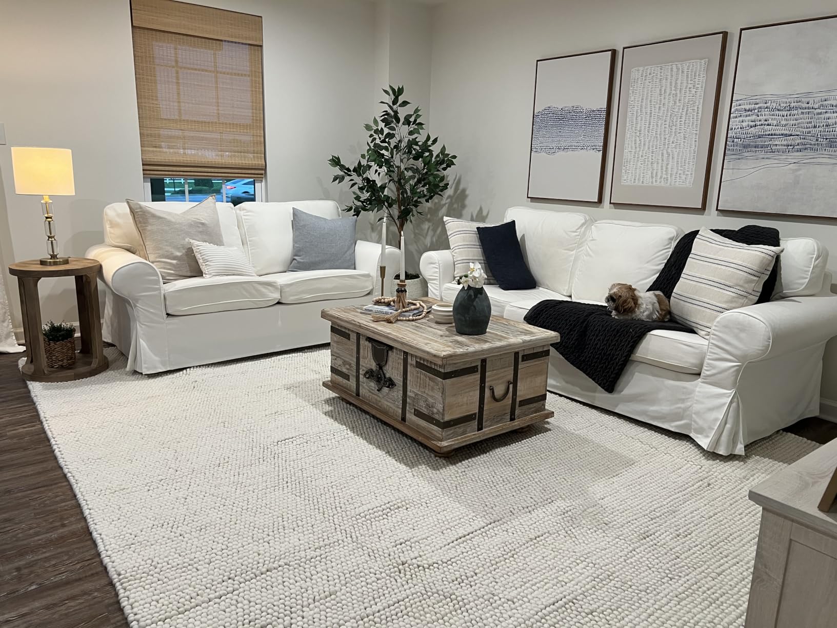 100% Wool Hand Woven Knit Popcorn Rug (5'x8' - Ivory) | Contemporary Area Rug for Living Room Bedroom Kitchen Hallway Entryway Farmhouse Decor customer photo 2