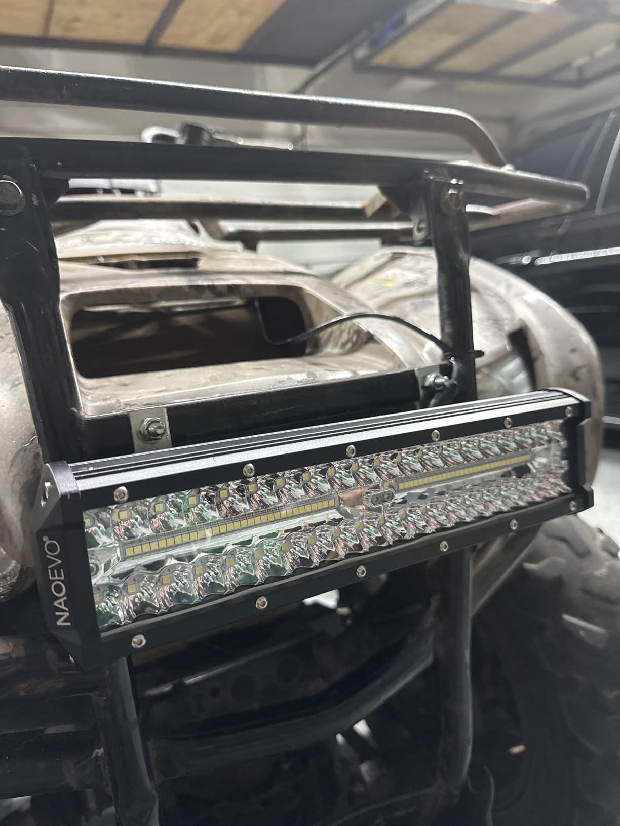 NAOEVO 12 Inch LED Light Bar, 300W 30000LM LED Offroad/Driving/Fog Lights with Wiring Harness Kit, Spot Flood Work Lights for Truck UTV ATV Golf Cart Boat, 1 Pc (White) customer photo 2