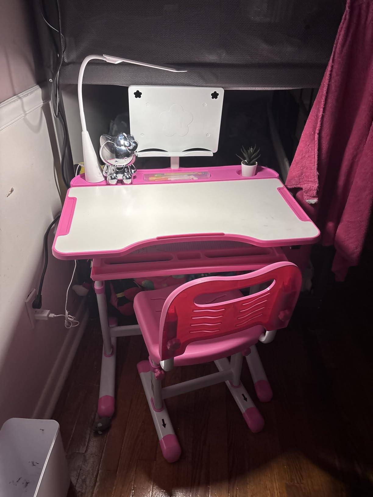 Diroan Kids Desk and Chair Set with LED Light, Height-Adjustable for Age 7+ | Ergonomic, Large 0-45°desk, Sturdy steel frame, Storage drawer, Bookstand, Metal hook customer photo 1