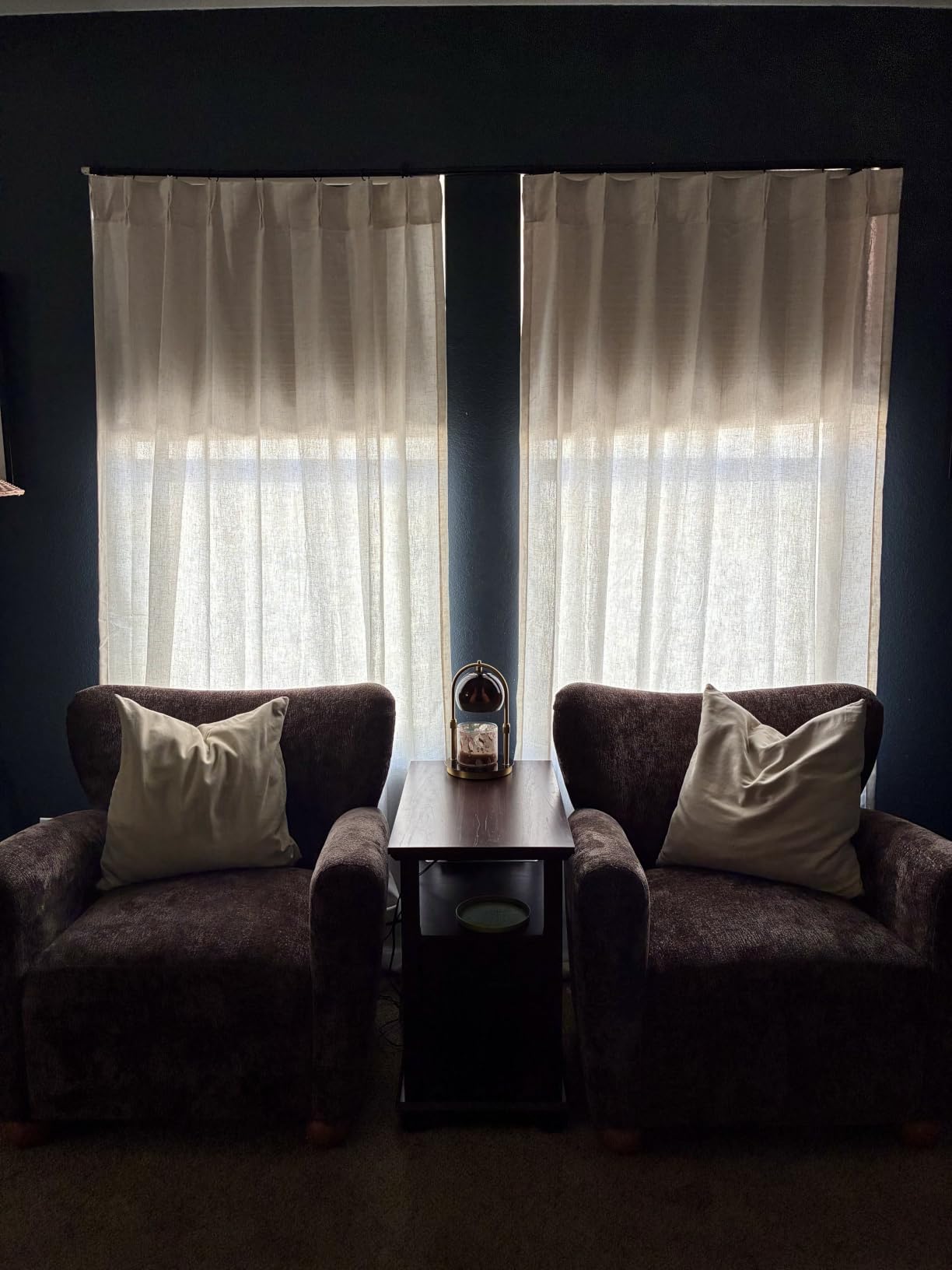 Aersas Linen Pinch Pleated Curtains 84 Inch Length 2 Panels Set for Living Room Cream Semi Sheer Window Curtain for Bedroom Boho Farmhouse Neutral Back Tab Drape Decor with Hooks, Natural Beige Ivory customer photo 2