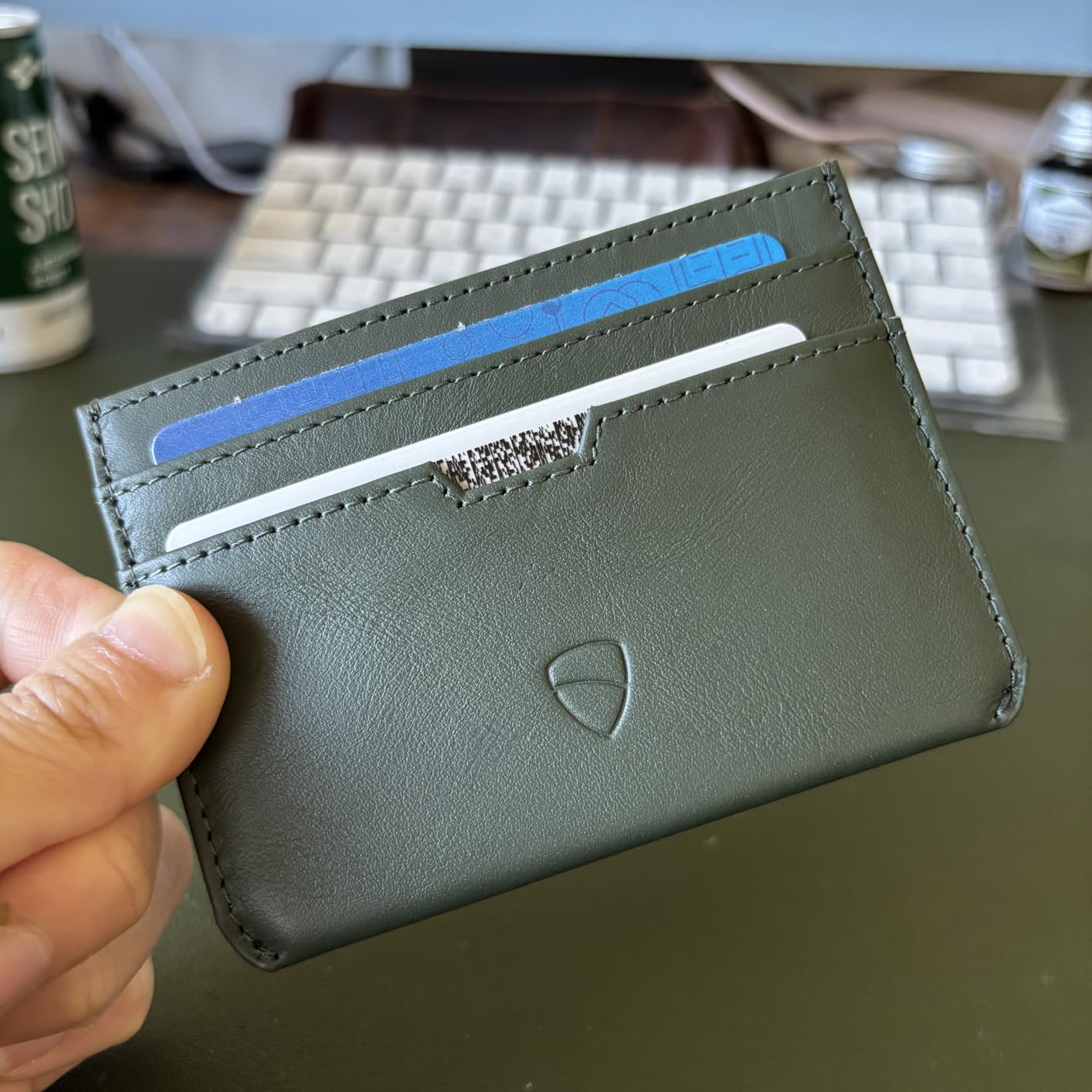 Vaultskin MOORGATE Slim Top-Grain Leather Credit Card Holder, RFID Wallet | Minimalist thin case for men and women, 5 slots for ID and cash, genuine cowhide, scan blocking, small compact front pocket customer photo 2