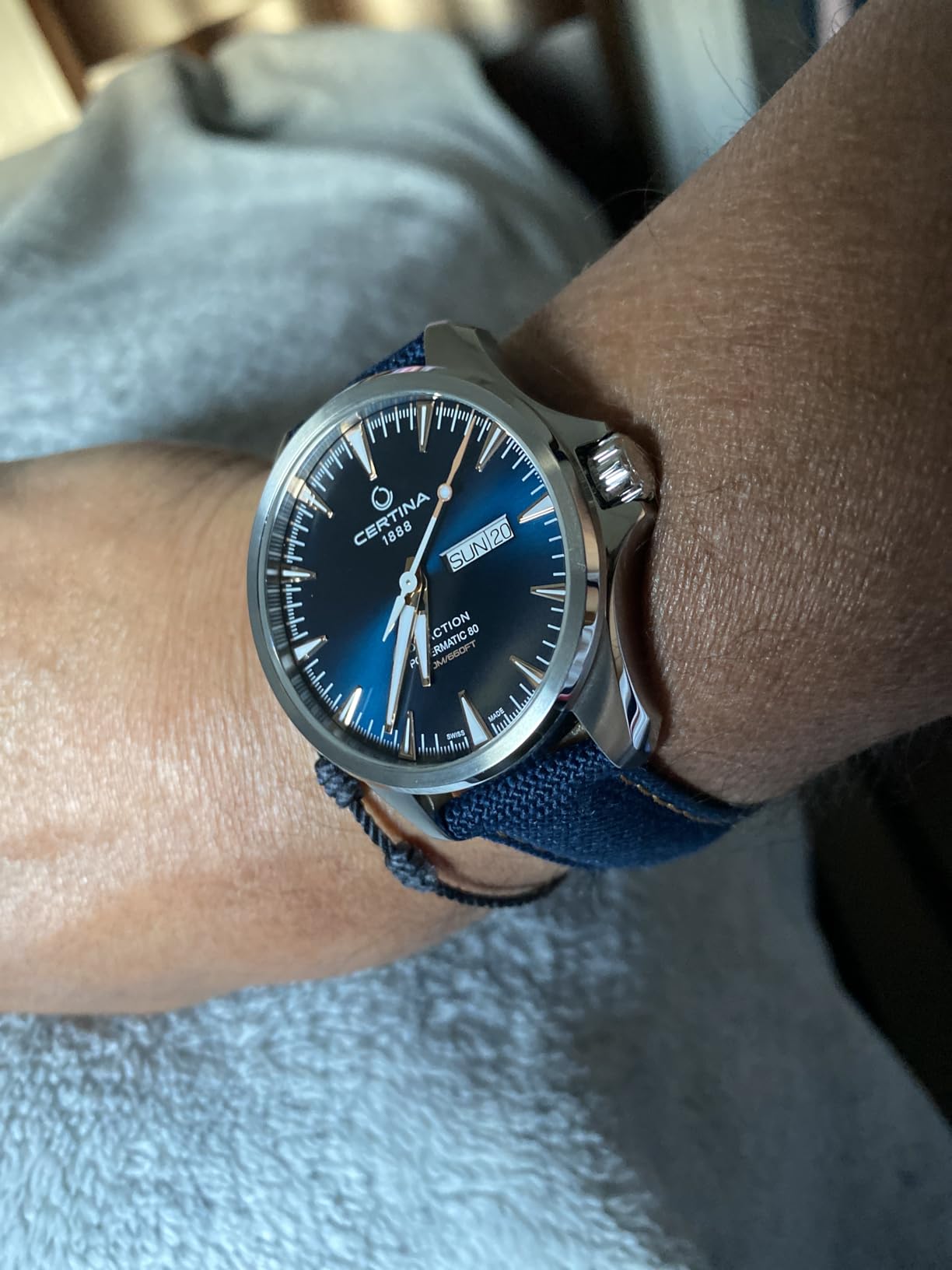 Certina Men's DS Action Day-Date Powermatic 80 Stainless Steel Swiss Automatic Watch, Blue, Plastic, 20, (C0324301804101) customer photo 1