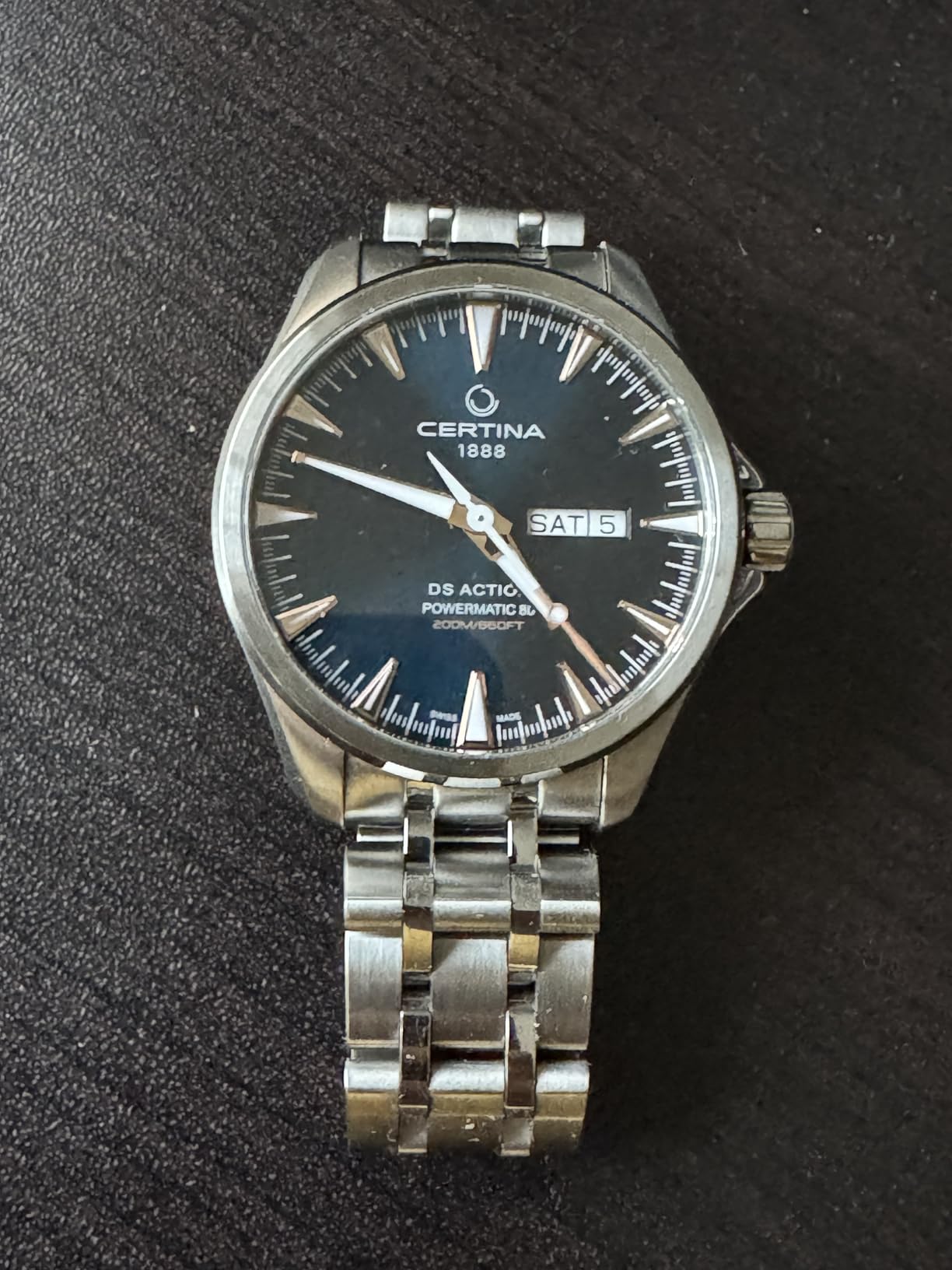 Certina Men's DS Action Day-Date Powermatic 80 Stainless Steel Swiss Automatic Watch, Blue, Plastic, 20, (C0324301804101) customer photo 2