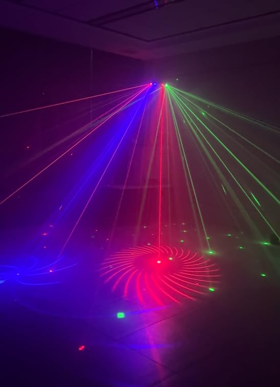 KeoBin 6-in-1 DJ Light with Stand, RGBW Disco Lights, Strobes, Laser Light | Disco Ball Lights, Wide Laser Beams, RGBW+UV Strobes, DMX512, Remote and Music Sync for Parties, DJ Gig and Stage Laser Show customer photo 2