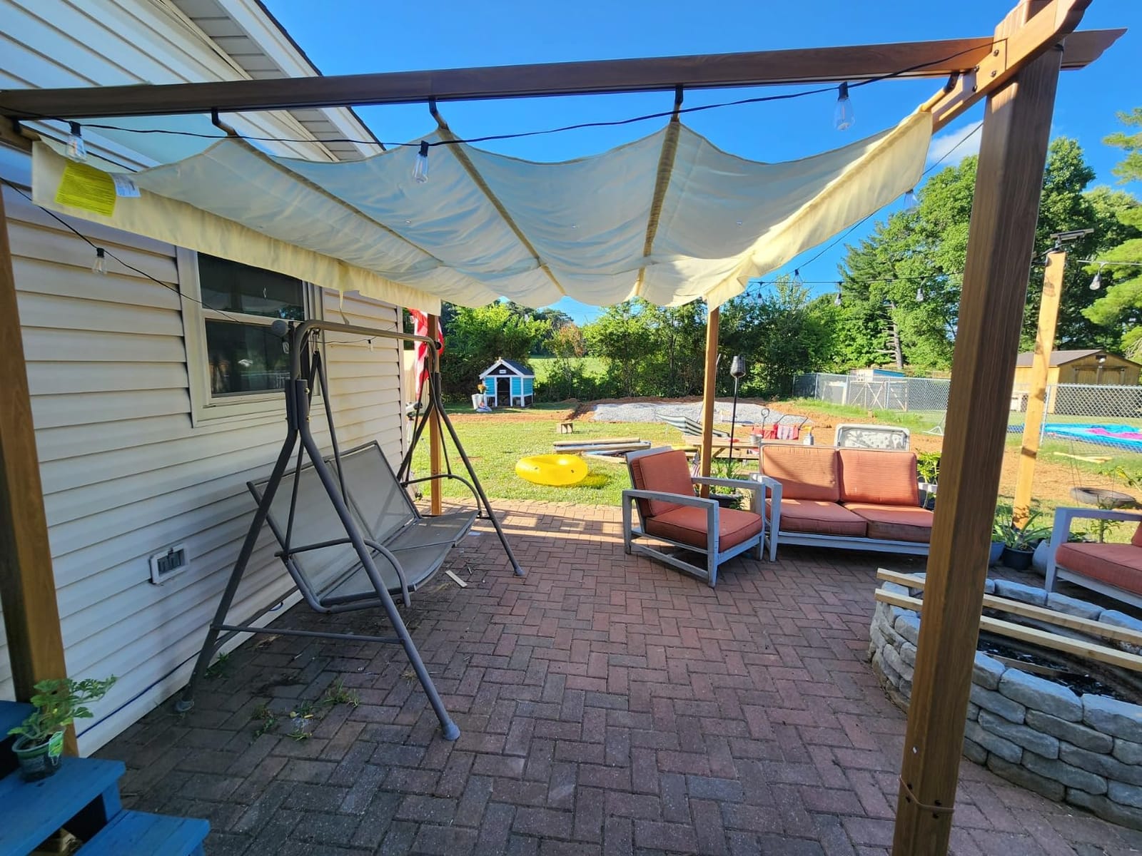 Outsunny 10' x 13' Retractable Pergola Canopy Wood Grain Gray | Aluminum Pergola, Outdoor Sun Shade Shelter, for Grill, Garden, Patio, Backyard, Deck customer photo 1