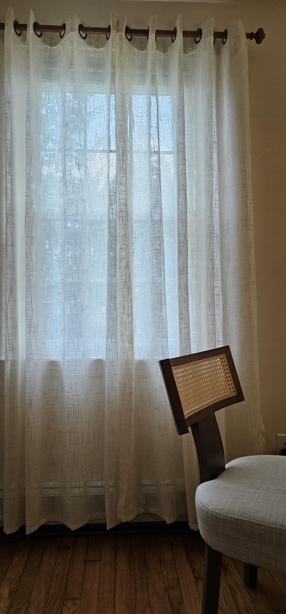 LAMIT Cream Ivory Linen Semi Sheer Curtains 84 inch Length for Bedroom | Light Filtering, Living Room Curtains, Soft Thick Neutral, Drapes for Farmhouse, Bronze Grommet, 2 Panels, 52 x 84 Inch customer photo 1