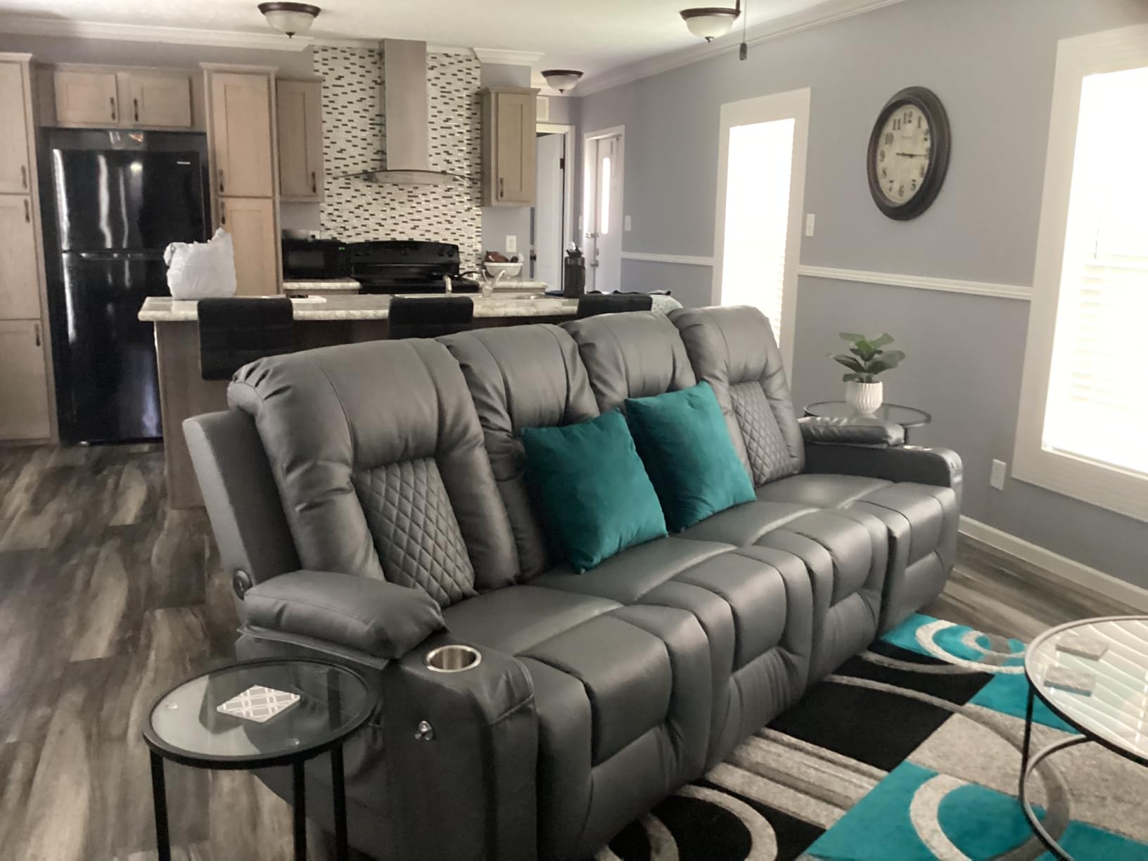 YONISEE Loveseat Recliner, Loveseat Recliner Sofa with Storage Console, RV Recliner Couch with USB Ports, 2 Cell Phone Holders, Cup Holder, Reclining Loveseat for Living Room customer photo 1
