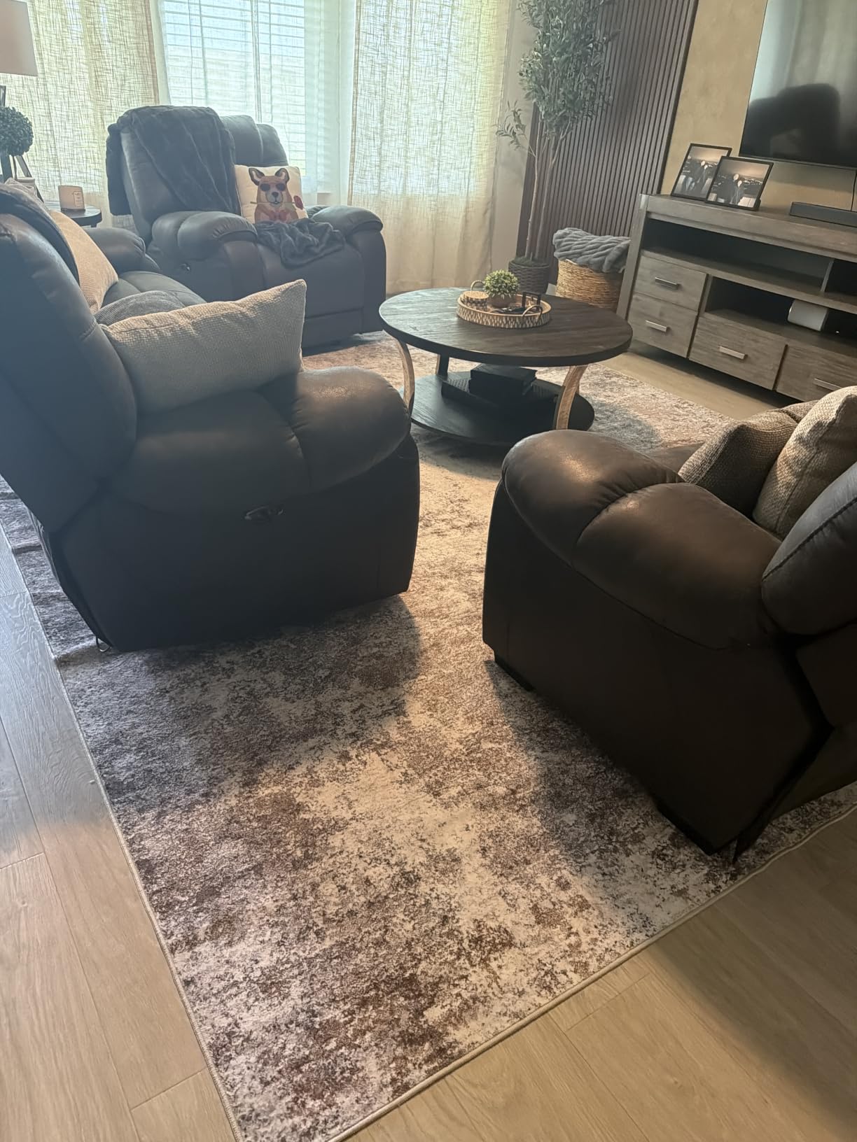 UERMEI 8x10 Area Rug Living Room Rugs - Washable Neutral Modern Abstract Soft Thin Large Rug Indoor Floor No Slip Rug Carpet for Bedroom Under Dining Table Home Office Decor - Brown Grey customer photo 2