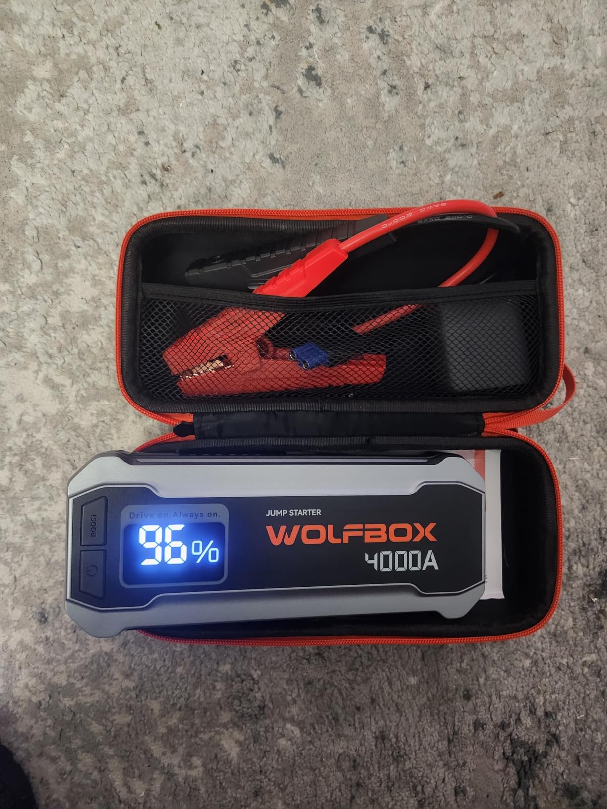 WOLFBOX 4000A Jump Starter, 12V Car Battery Jumper Starter Portable with 65W Quick Charger, LED Display, 88.8Wh Booster Jump Box Pack (10L Gas 10L Diesel Engine) customer photo 2
