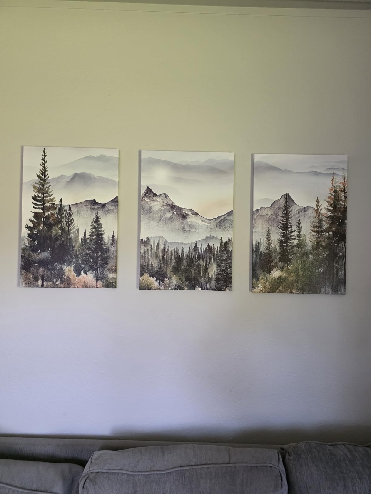 MHARTK66 3 Piece Framed Canvas Art Prints Wall Art for Living Room Modern Wall Decor for Bedroom Office Decor Abstract Mountain Forest Landscapes Ink Painting Ready to Hang Wall Pictures Home Decor customer photo 2