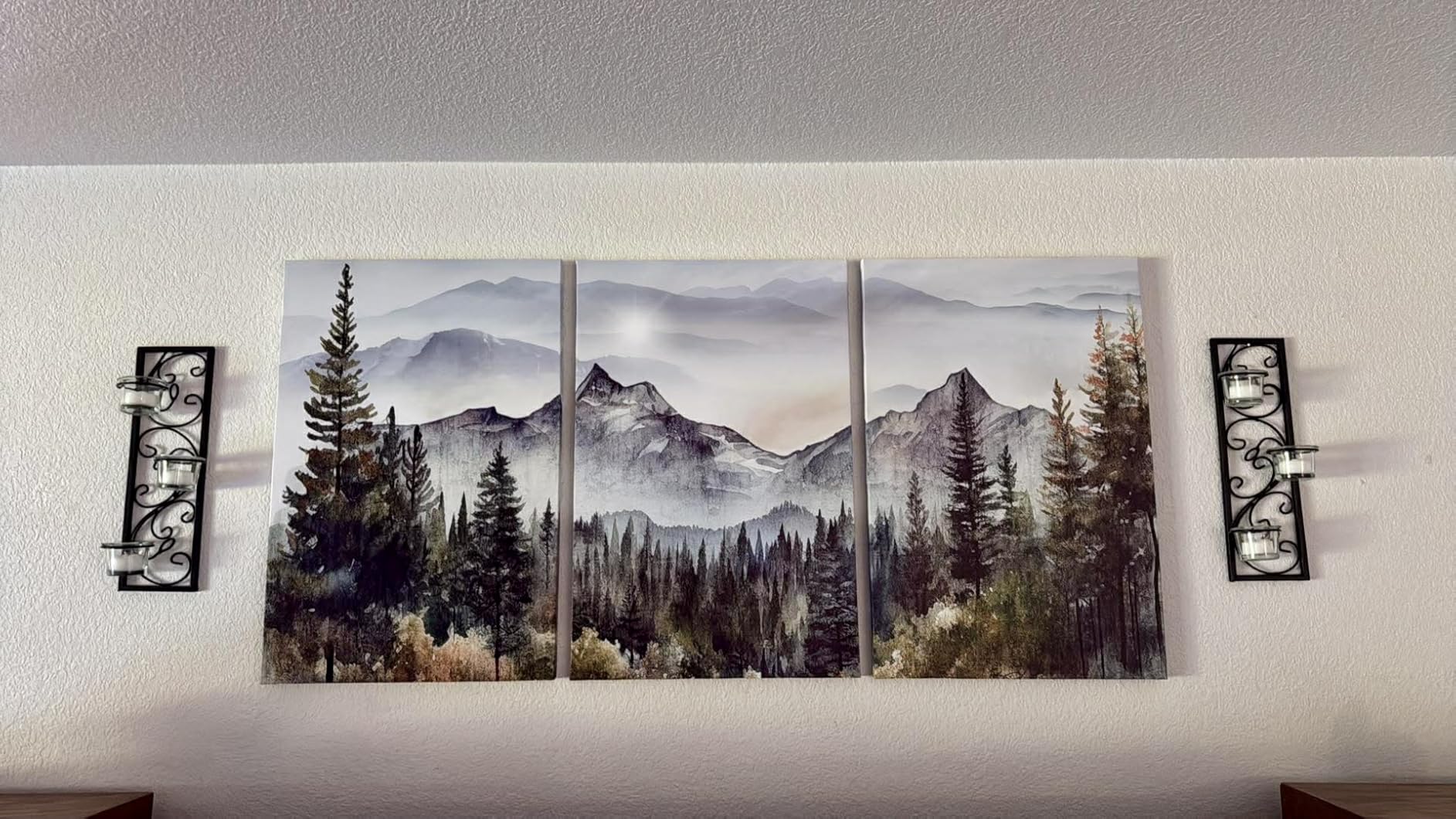 MHARTK66 Wall Art for Living Room Modern Wall Decor for Bedroom Office Decor Abstract Mountain Forest Landscapes Ink Painting 3 Piece Framed Canvas Art Prints Ready to Hang Wall Pictures Home Decor customer photo 1