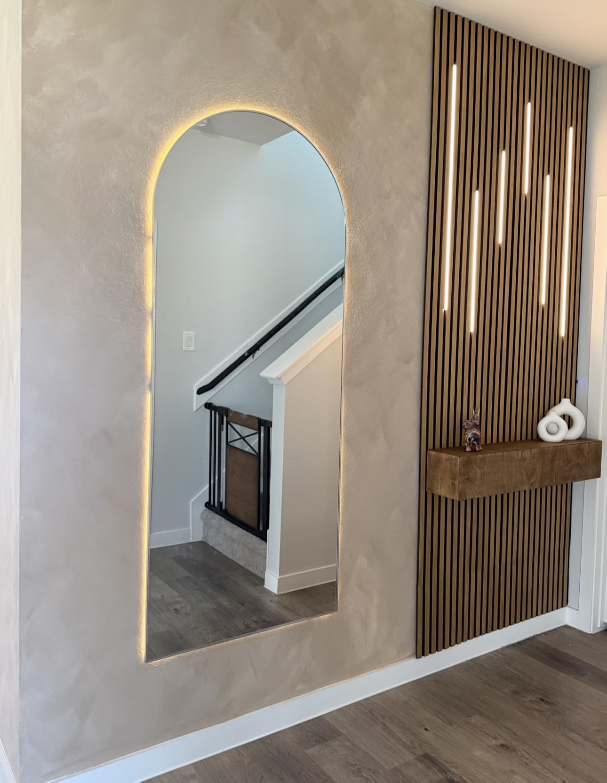 Koonmi 71x26 Arched Full Length Mirror, Floor Mirror with Stand | Shatterproof Tempered Glass, Modern Aluminum Alloy Frame, Free Standing Hanging or Leaning for Home Decor (Gold) customer photo 1