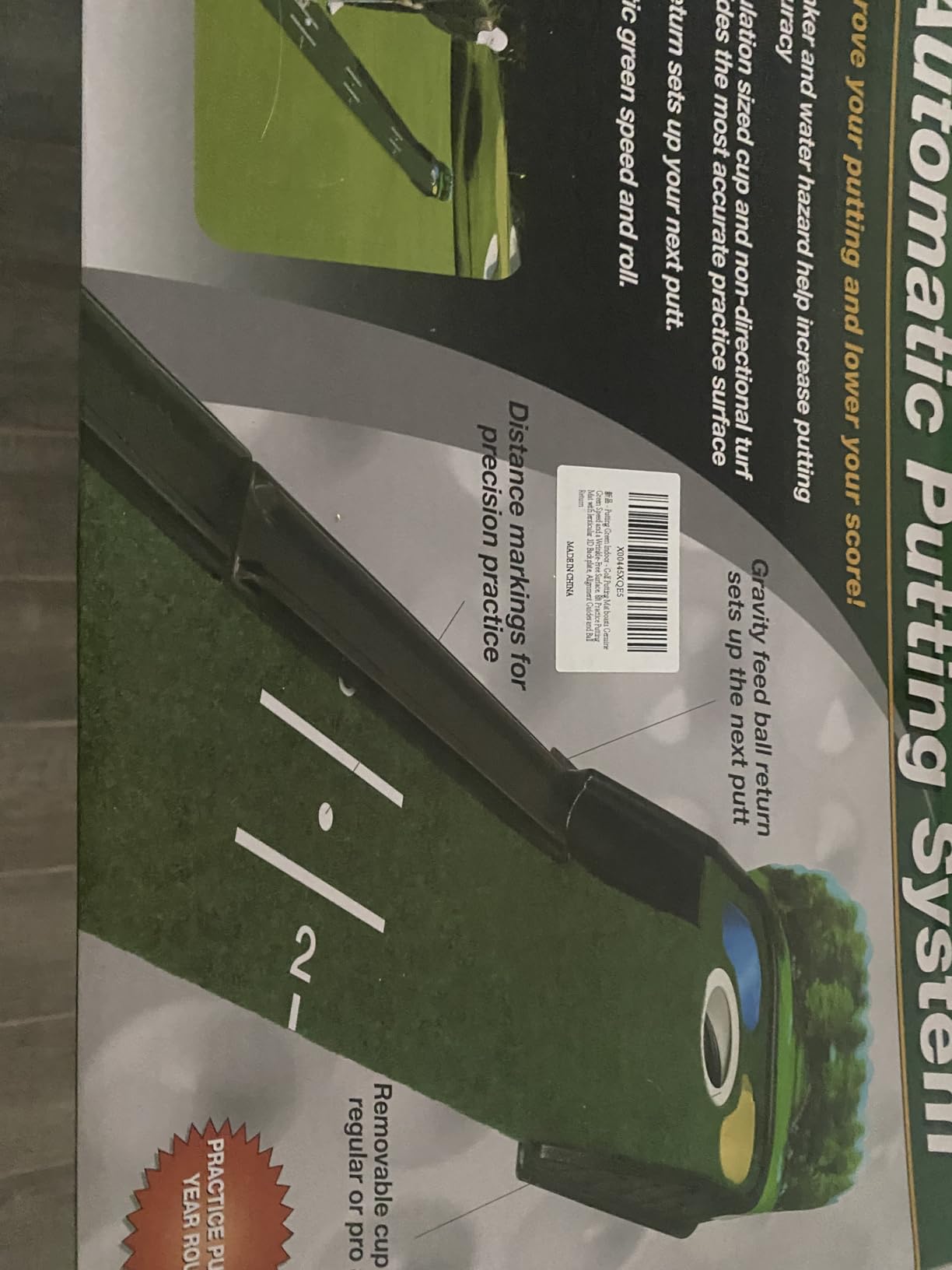 Putting Green Indoor - Golf Putting Mat boasts Genuine Green Speed and a Wrinkle-Free Surface. 8ft Practice Putting Mat with lenticular 3D Backplate, Alignment Guides and Ball Return customer photo 1