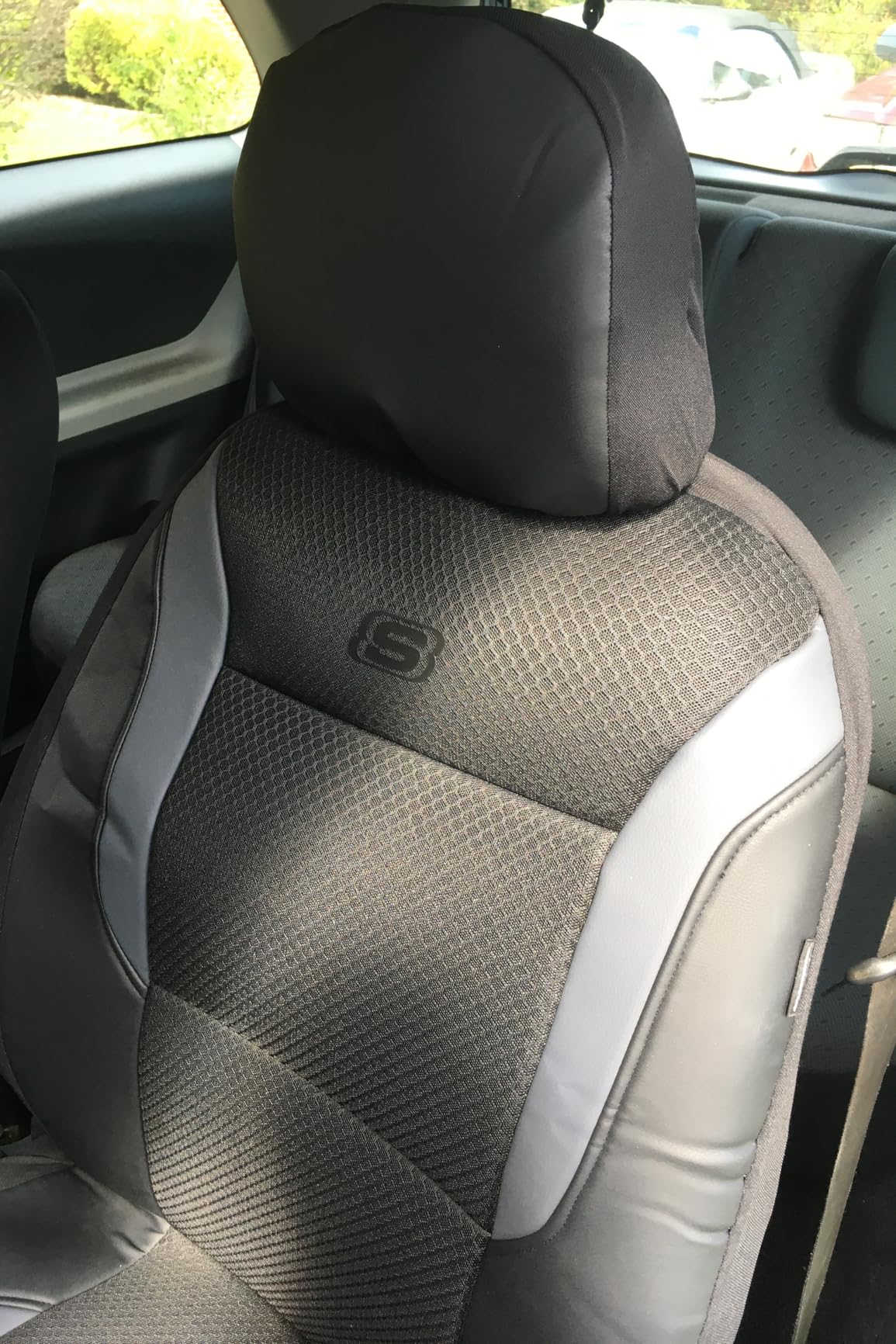 Skechers Memory Foam Car Seat Covers, Air Cool Mesh Thick Seat Covers, Car Seat Full Sets, Airbag Compatible, Automotive Comfort Protection for Most Cars,Vans,Trucks, SUVs,Grey customer photo 1