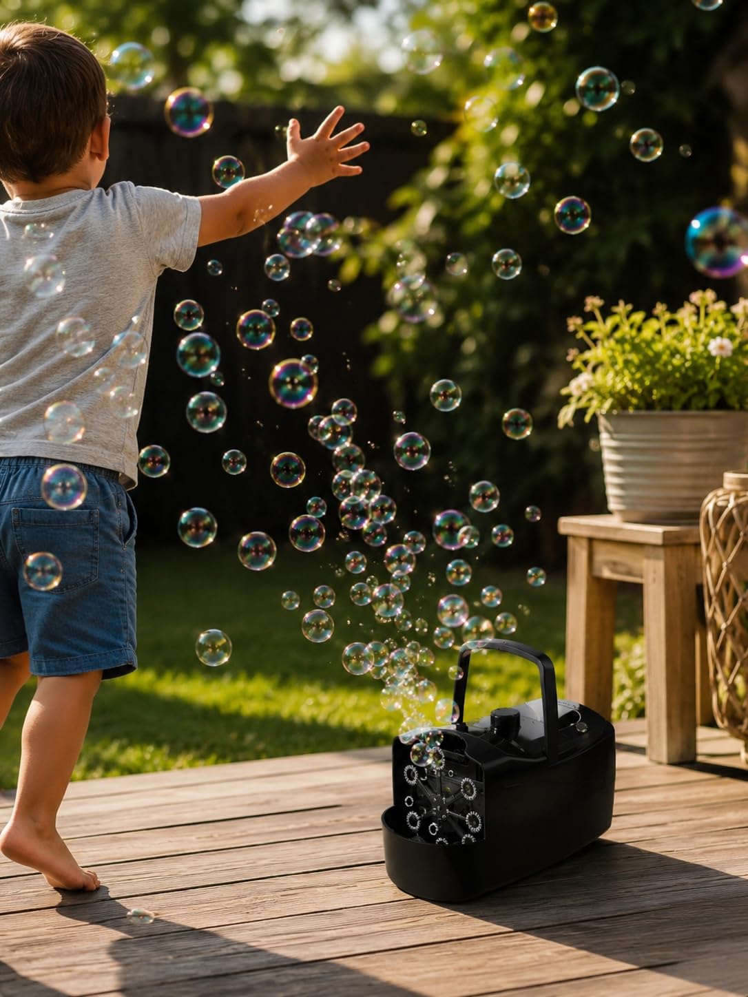 Bubble Machine, Automatic Bubble Blower Maker for Kids or Parties (Black) | High-Output 18,000 Bubbles Per Min, 2 Output Levels, Battery Operated or Plug in, for Outdoor/Indoor Party or Wedding Event customer photo 2