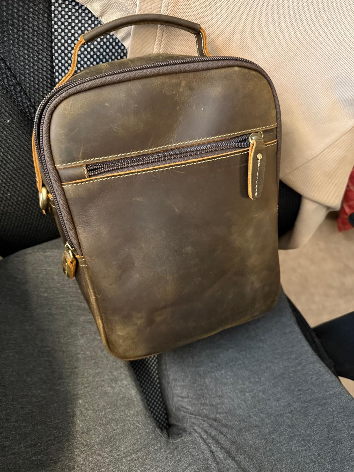 Polare Italian Full Grain Leather Messenger Bag Vintage Chest Shoulder Crossbody Bag Casual Sling Business Handbag for Men customer photo 1