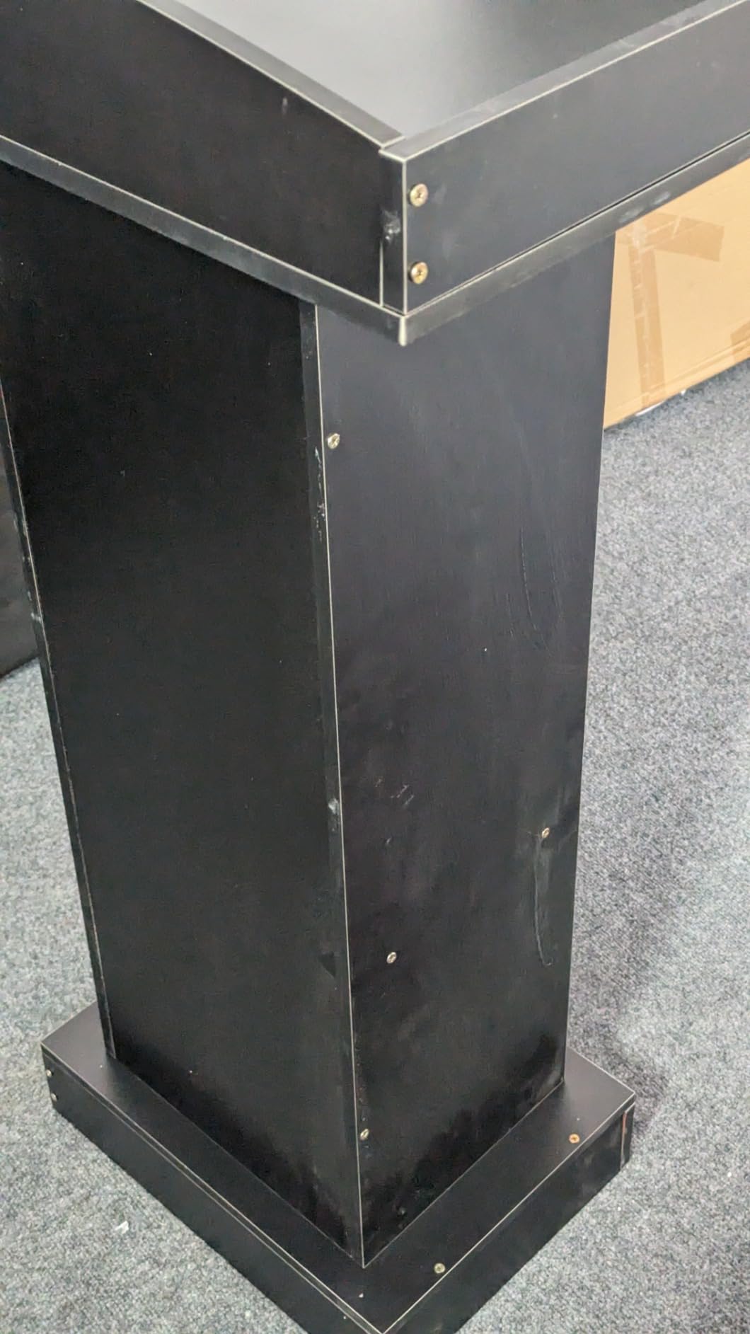 Podium Stand for Lectern Presentation Church Classroom, Black Pulpit with Wooden Heavy Base, Podium for Lecture, Wedding Speech | portable customer photo 1