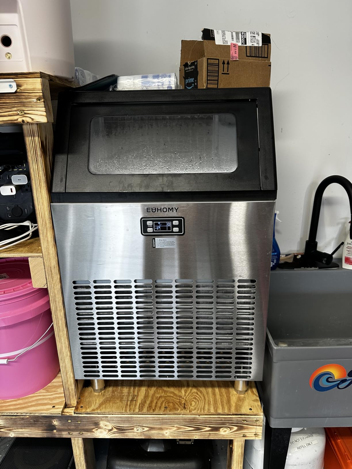 EUHOMY Commercial Ice Maker Machine, 200lbs Daily Output, Under Counter ice Machine with 65lbs Ice Storage Capacity, Perfect for Home/Bar/Restaurant/Outdoor Activities(Stainless Steel) customer photo 2