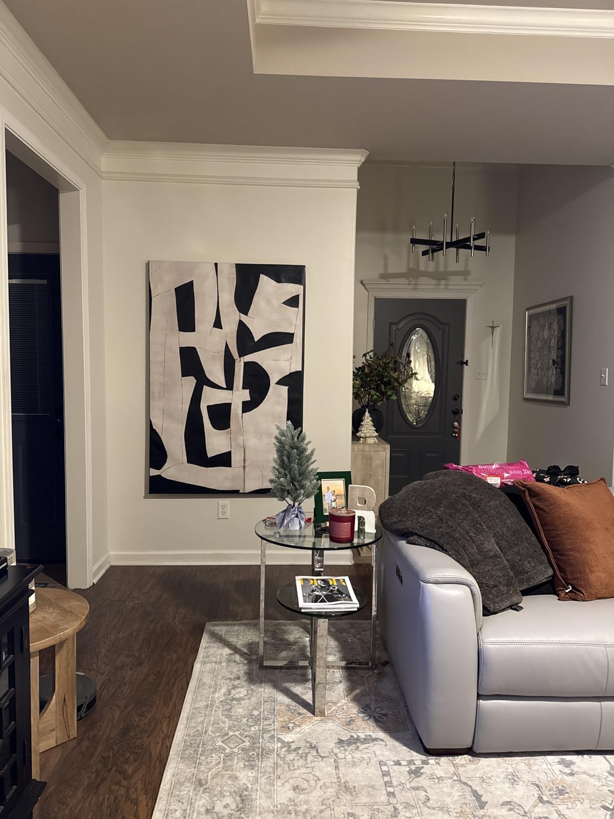 Extra Large Abstract Black Wall Art Living Room Modern Artwork | Minimalist Neutral Wall Decor Oversized Beige Home Office Pictures Framed Vertical Canvas Painting customer photo 1