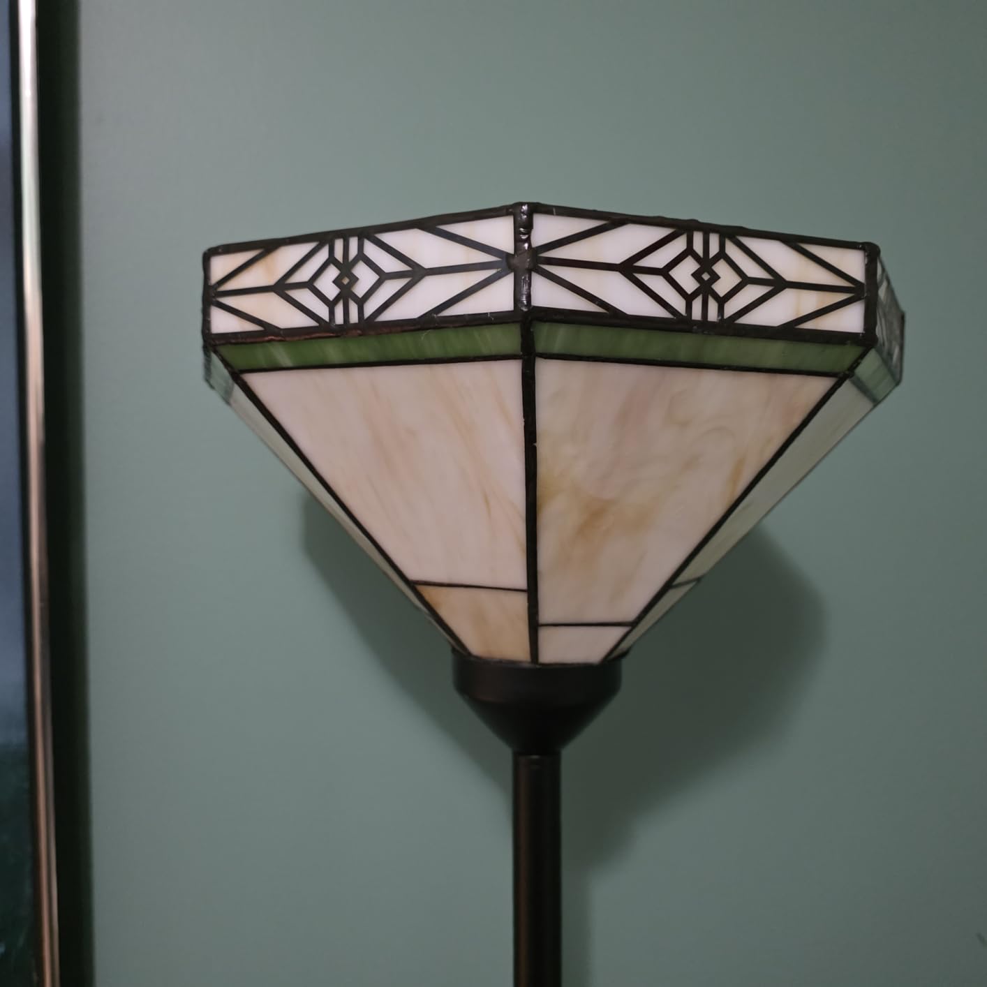 Floor Lamp with Stained Glass Shade, Vintage Style Torchiere Standing Lamp, Tall Pole Lamp with Foot Switch, Mid Century Modern Decorative Corner Light for Living Room Bedroom Home Office (E26 Base) customer photo 2