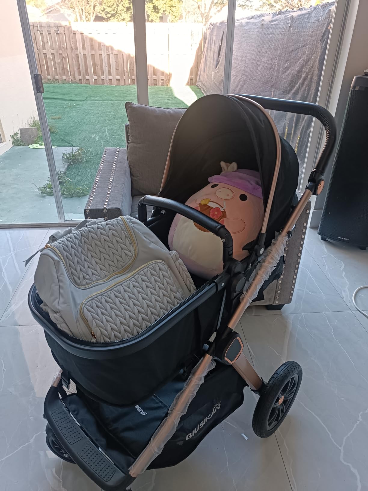 6-in-1 Convertible Baby Stroller with Bassinet Pushchair - Folding Infant Newborn Stroller w/Footmuff, Rain Cover, Cup Holder & Large Storage, Toddler w/All-Scene Large Wheels, Reversible Seat(Black) customer photo 1