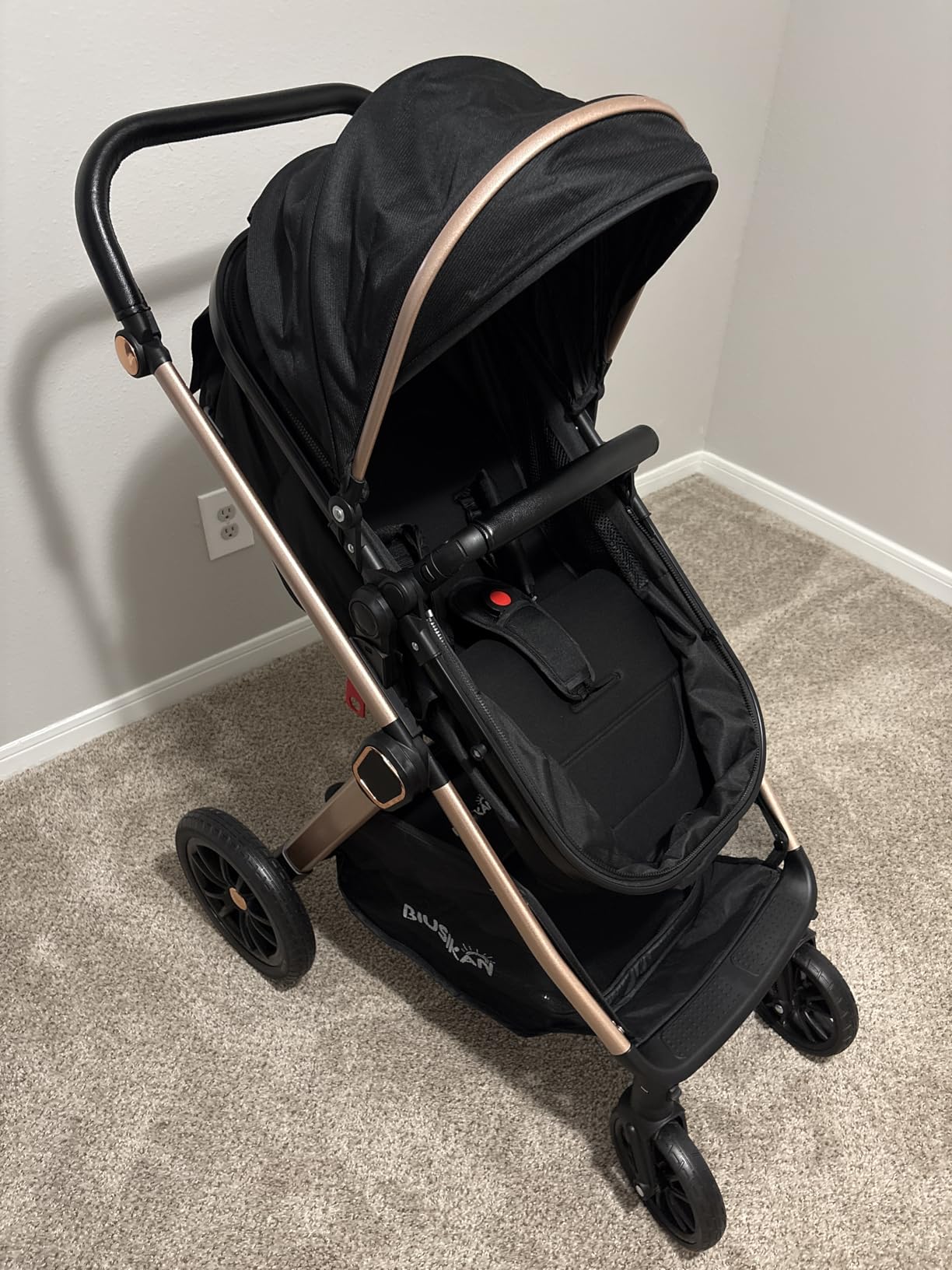 6-in-1 Convertible Baby Stroller with Bassinet Pushchair - Folding Infant Newborn Stroller w/Footmuff, Rain Cover, Cup Holder & Large Storage, Toddler w/All-Scene Large Wheels, Reversible Seat(Black) customer photo 2