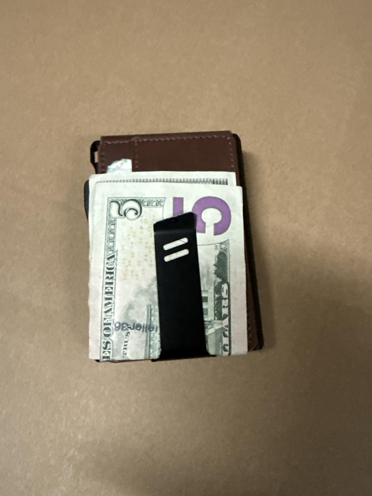 typecase Tactical Wallet for Men Card Holder: Pop Up Card Case, Genuine Leather, Smart, RFID Blocking, Slim, Minimalist, Thin, Front Pocket - 9-13 Card Capacitiy, ID Window, Money Clip (Brown) customer photo 2