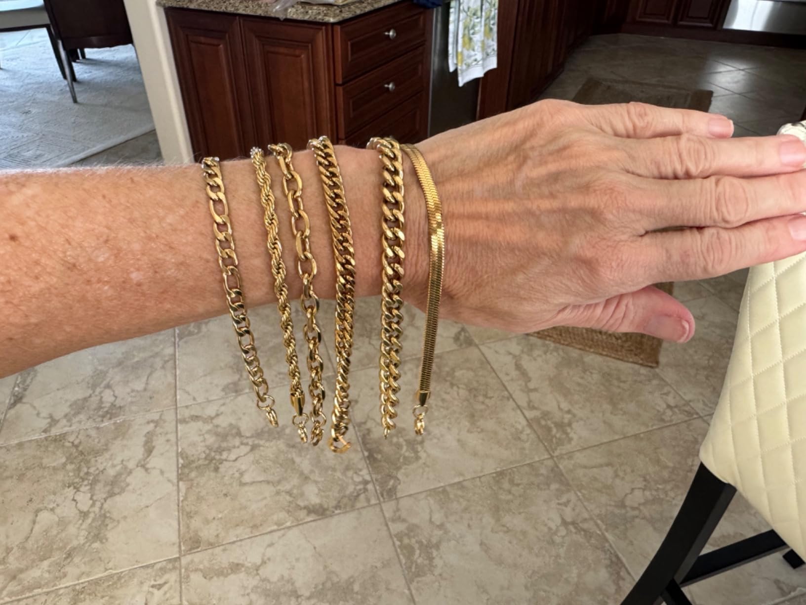 6 Pcs Chain Bracelet for Men, Stainless Steel Cuban Curb Link Rope Paperclip Figaro Herringbone Chain Bracelets Set Jewelry Gifts for Man Woman Boys 7.5/8.3/9 Inches customer photo 1