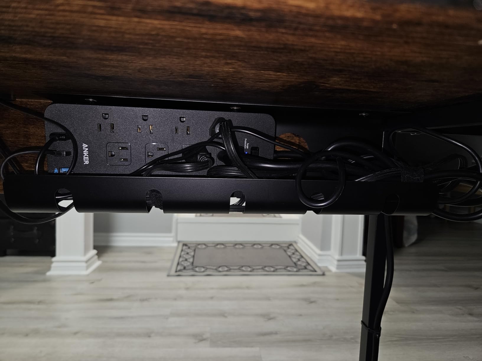 COREMINDED No-Drill Under Desk Cable Management Tray, 2-Pack, Medium | Wire & Cord Organizer for Standing Desk or Table, Power Strip Holder, Hides Cables, Home Office Cord Hider, Carbon Steel customer photo 1