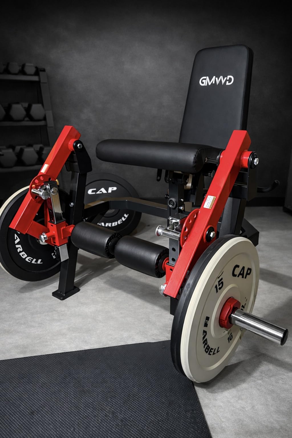 GMWD Leg Extension and Curl Machine, Single Leg Extension, Lying Leg Curl, Standing Leg Curl, Adjustable Leg Exercise Bench with Plate Loaded, Leg Machine Home Gym, Red customer photo 1