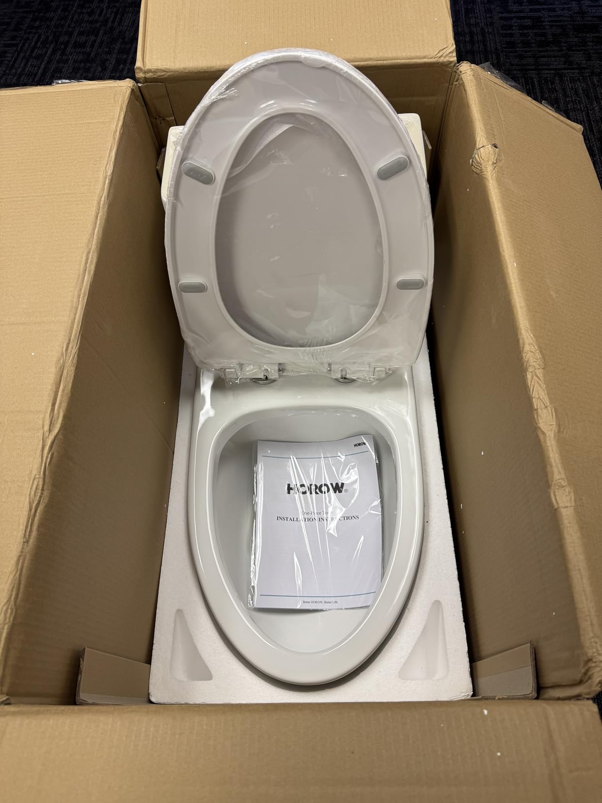 HOROW HR-ST076WD Dual Flush Elongated Toilet with Soft Close Seat, High-Efficiency Supply, Standard Bathroom Toilet 12