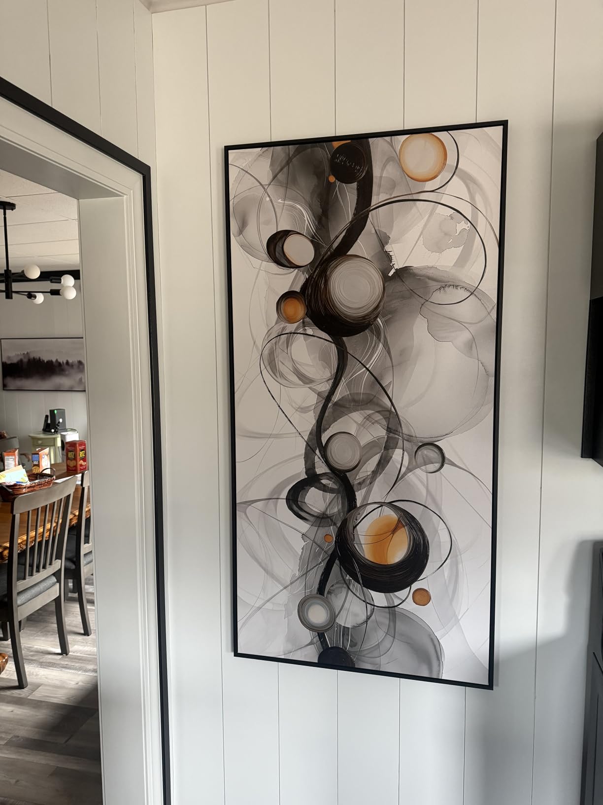 XLSJERST Large Wall Art for Living Room - Black and Gray Canvas Picture Framed Artwork for wall Modern Abstract Minimalist Paintings Oversize Wall Decor customer photo 1