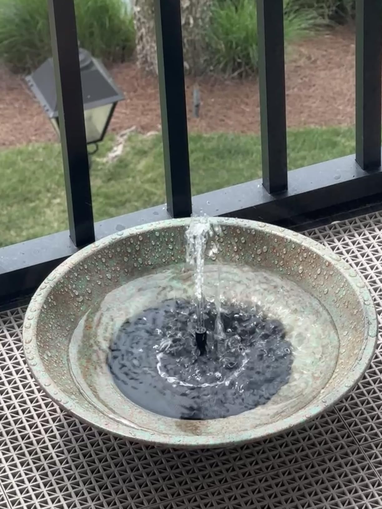 Bird Bath with Solar Fountain, Durable 5-Prong Base Solar Bird Bath with Stable Metal Stake, Detachable Solar Powered Bird Baths for Garden Outdoor Yard Lawn, Spotted Green customer photo 2