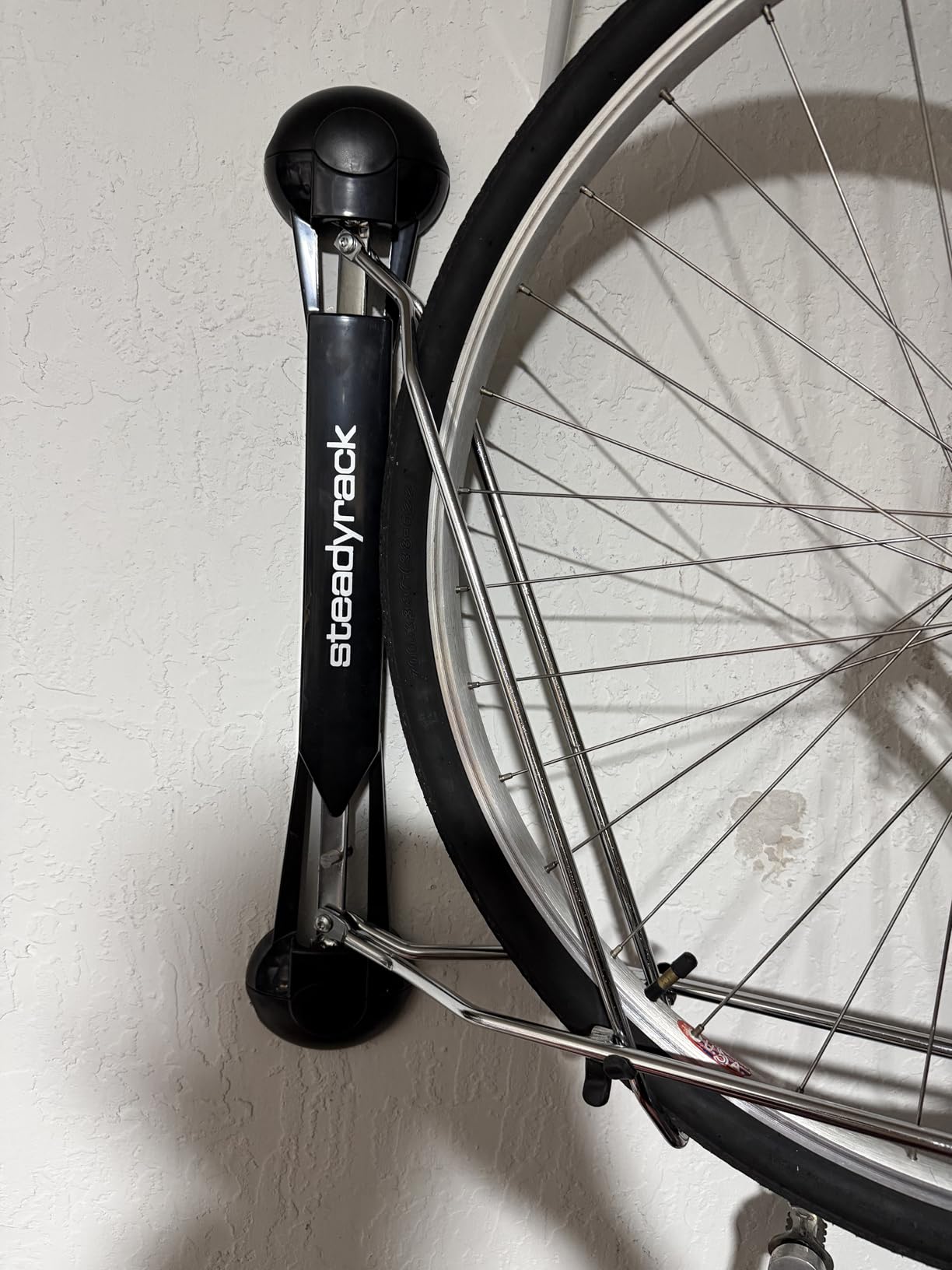 Steadyrack Swivel Bike Wall Mount, Vertical Mountain Bike Rack, Garage - Fits 24 to 29 in wheels and 2.1 to 2.8 in tires. Roll-in, no lift, holds mountain and gravel bikes to 77 lb. customer photo 1