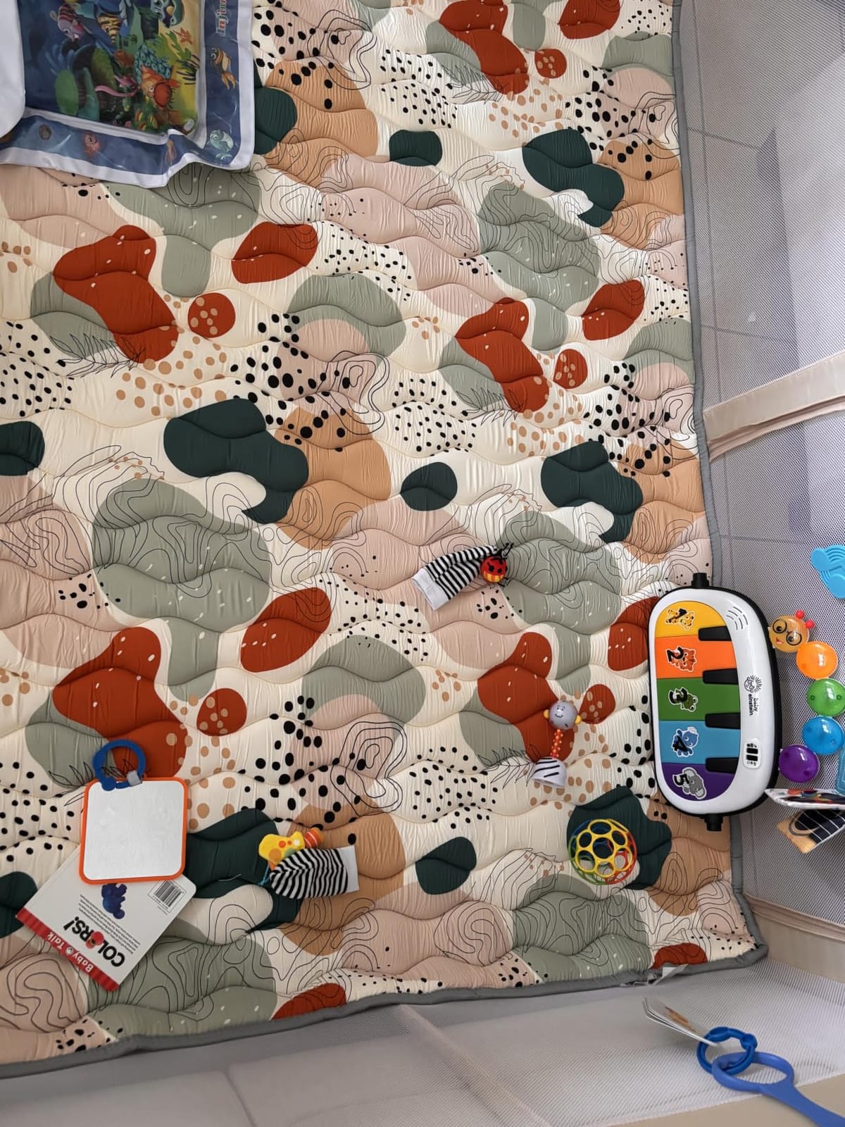 Blissful Diary Baby Play Mats for Floor, 50x50 Playpen Mat, Thick Cushioning Padding Foam Playmat for Baby and Toddlers Infants, Non-Slip & Machine Washable, Earth Tones Design customer photo 1