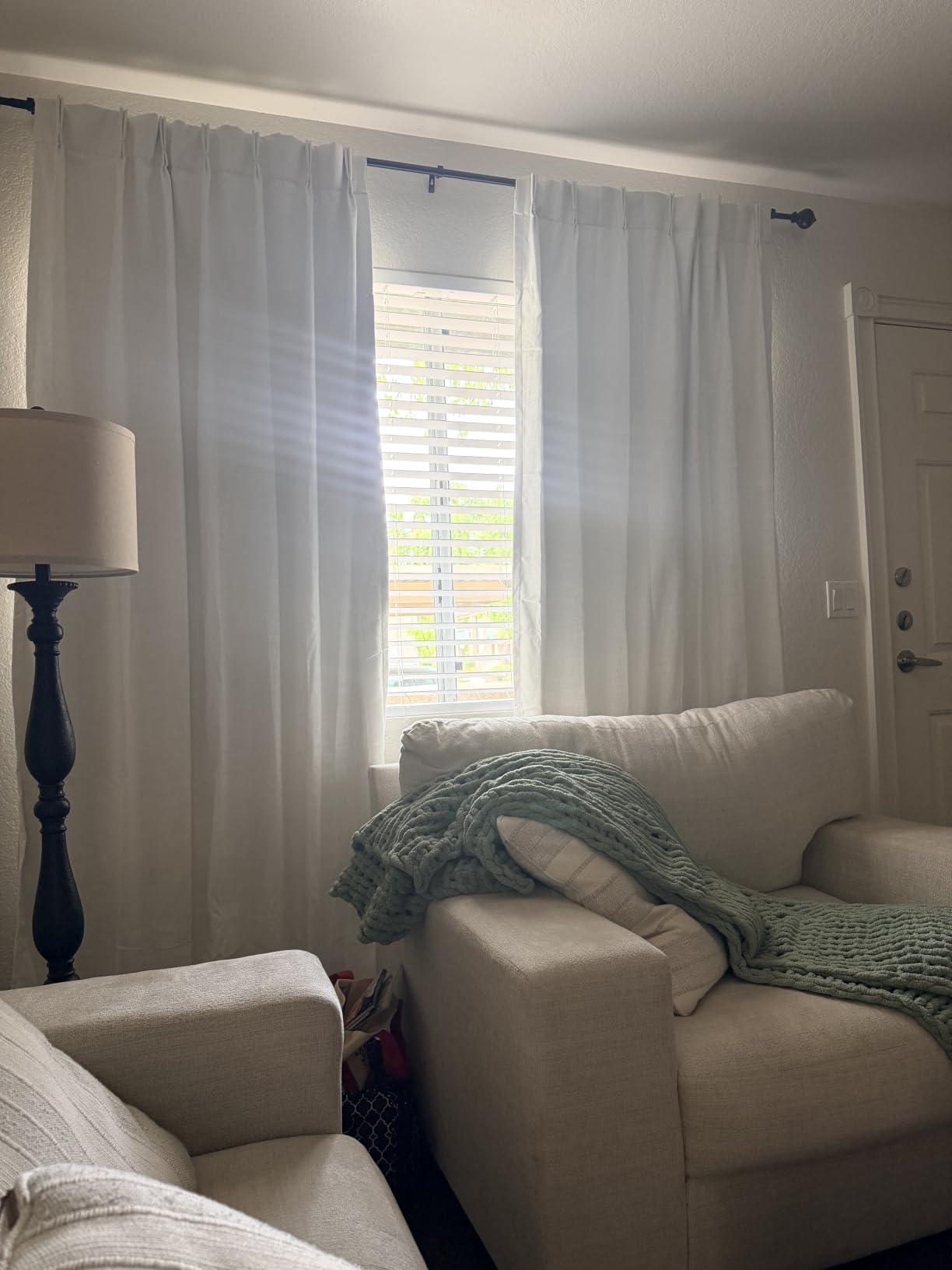 Natural Pinch Pleated 100% Blackout Curtains 96 Inch Long | Linen Black Out Curtains for Bedroom, Thermal Insulated Pinch Pleat Drapes For Living Room, W40 x L96, 2 Panels Set customer photo 1