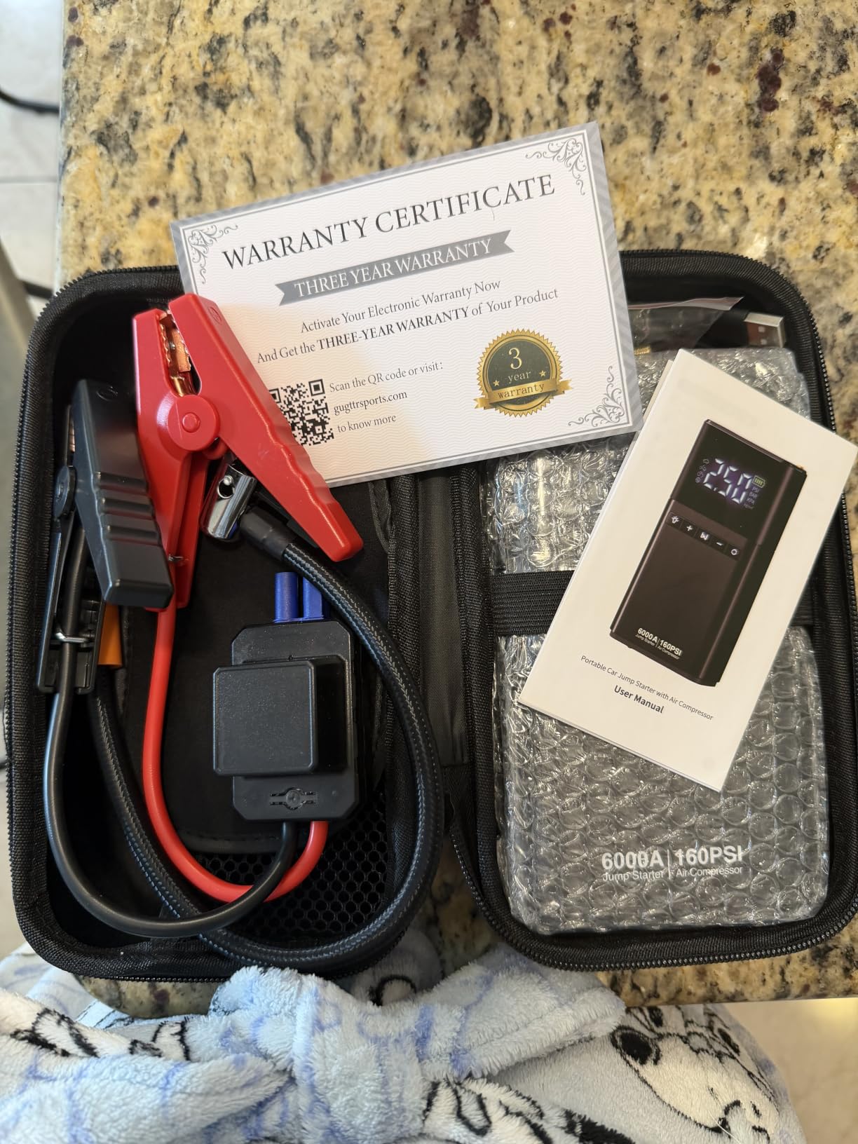 6000A Portable Car Battery Jump Starter with Air Compressor 160PSI | 99Wh Car Battery Jumper Starter Portable (All Gas 12L Diesel) 12V Jump Box with Jumper Cables, Tire Inflator&Light&Power Bank customer photo 2