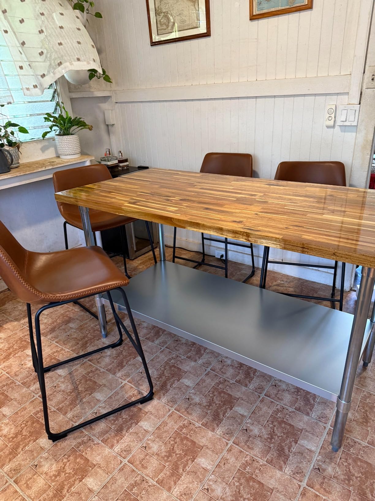 Howizz Acacia Butcher Block Countertop 96 x 25 x 1.5 Inches, Unfinished Solid Wood Table Top for DIY Desk Top, Workbench Top, Kitchen Countertop customer photo 1
