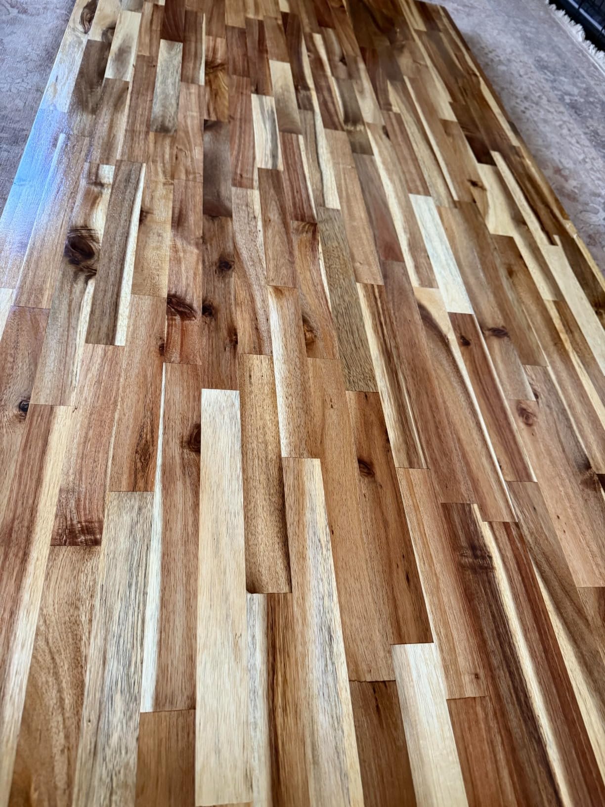 Howizz Acacia Butcher Block Countertop 96 x 25 x 1.5 Inches, Unfinished Solid Wood Table Top for DIY Desk Top, Workbench Top, Kitchen Countertop customer photo 2