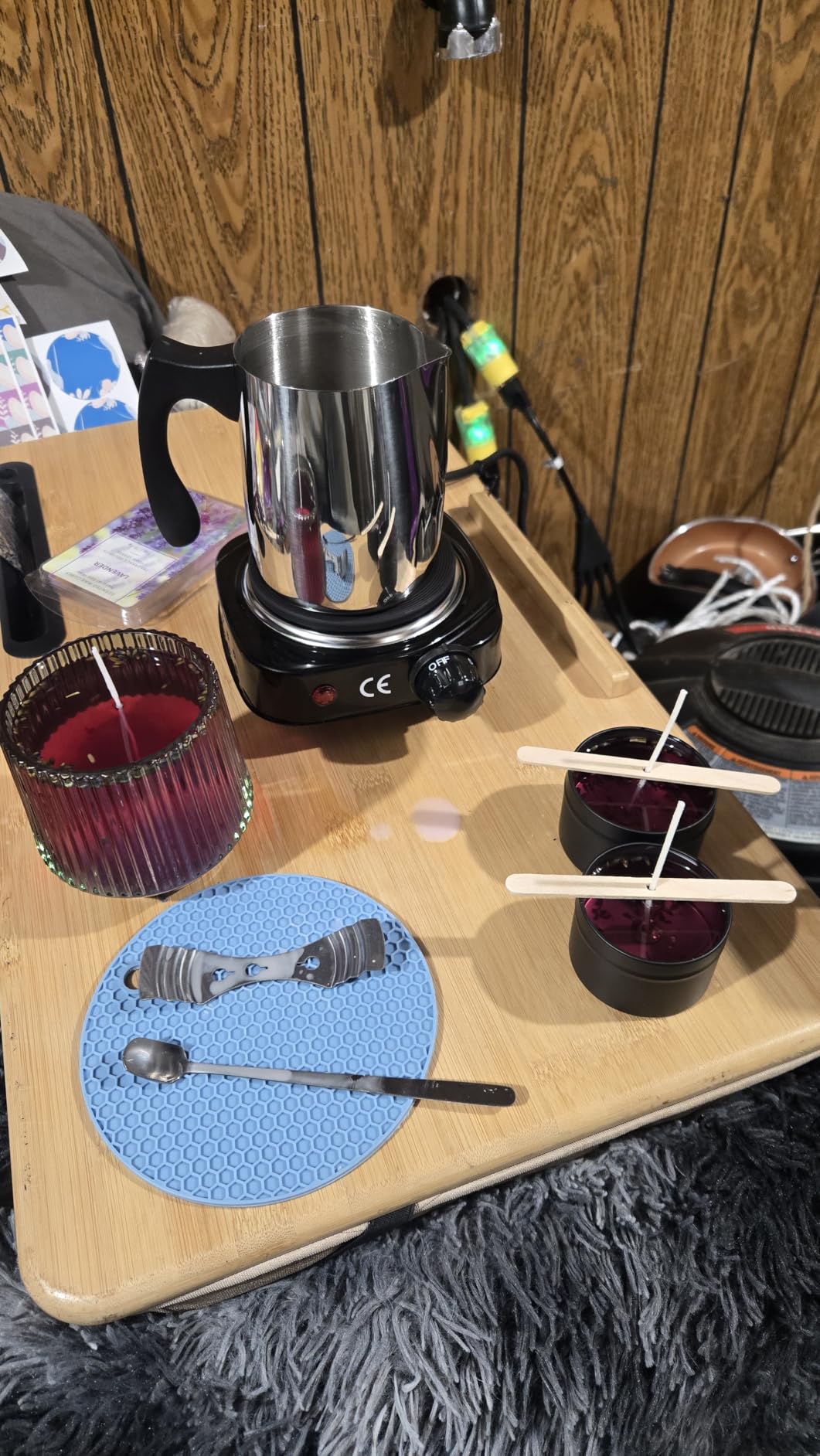 Complete Candle Making Kit With Wax Melter, Candle Making Supplies, DIY Arts&Crafts Kits Gift For Adults,Beginners,Including Bees Wax,500w Electric Stove,Wicks,Rich Scents,Wick Clips,Pouring Pot Etc. customer photo 2