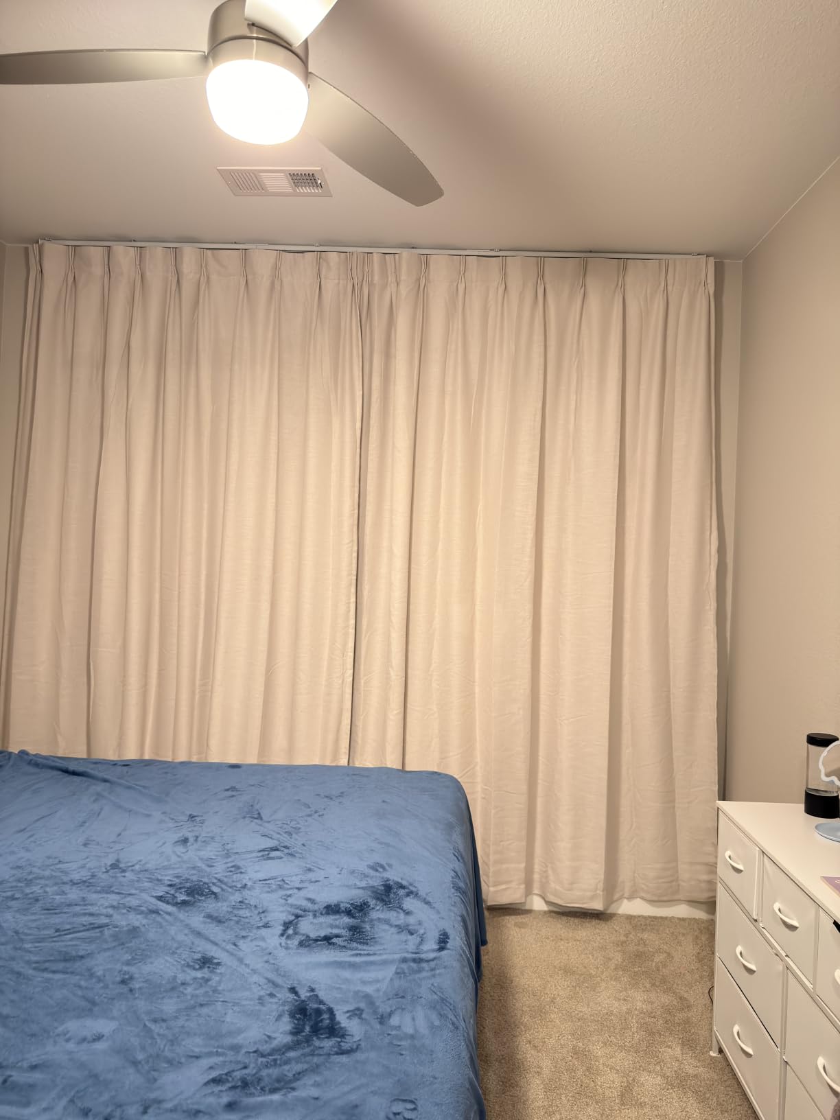 Topfinel 96 Inches Long Pinch Pleated 100% Blackout Curtains,Thermal Insulated Natural Linen Pinch Pleat Viral Drapes with Hooks Rings 2 Panel Sets,Neutral Beige Ivory 8FT Back Tab Window Curtains customer photo 2