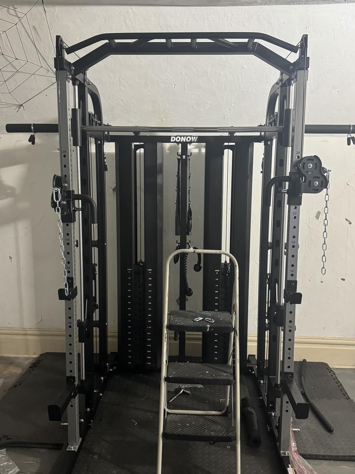 Smith Machine with Weight Stacks Home Gym System Cable Crossover | Multi Function, All in One, Heavy Duty, Lat Pulldown Bench, Hip Thrust Attachment, Smooth Smith Bar and Cable System customer photo 1