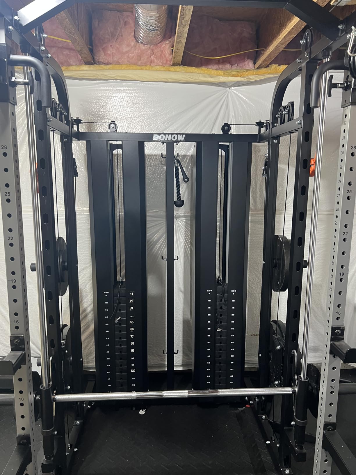 Smith Machine with Weight Stacks Home Gym System Cable Crossover | Multi Function, All in One, Heavy Duty, Lat Pulldown Bench, Hip Thrust Attachment, Smooth Smith Bar and Cable System customer photo 2