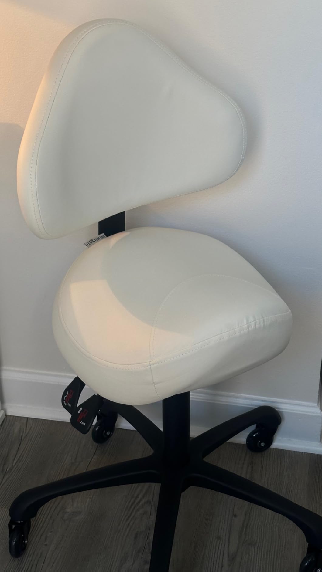 Ergonomic Saddle Chair with Back Support, Adjustable Rolling Stool | Aluminum Base - Adjustable Backrest - PU Casters - 400 lb Capacity - Dental, Salon, Spa & Office customer photo 1