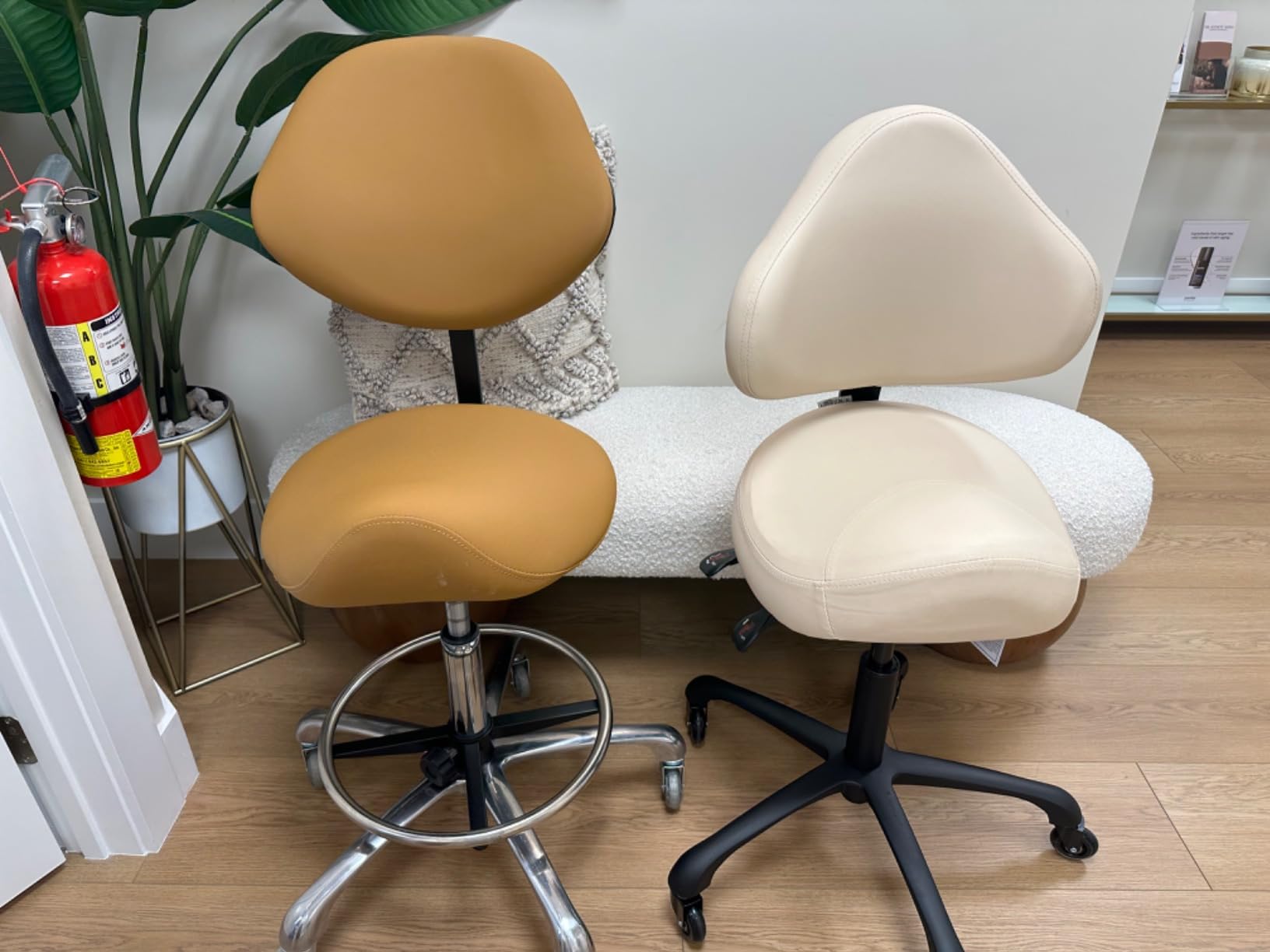 Ergonomic Saddle Chair with Back Support, Adjustable Rolling Stool | Aluminum Base - Adjustable Backrest - PU Casters - 400 lb Capacity - Dental, Salon, Spa & Office customer photo 2