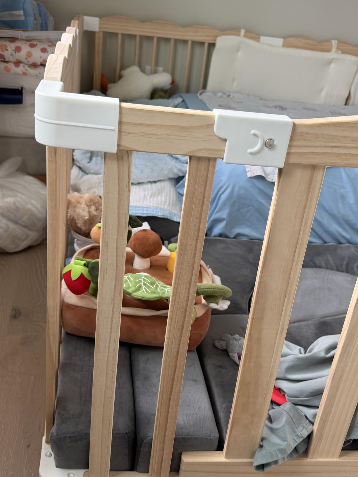 Wooden Baby Playpen 50x65x24In Adjustable Play Yard with Lock Gate | Easy to Assemble, Large Portable Play Pen for Babies and Toddlers, Infant Play Pen Play, Made of Natural Pine Wood customer photo 2
