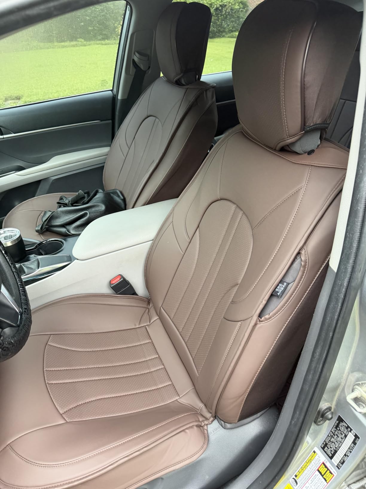 MINGBRON Car Seat Cover Full Set, Nappa Leather Seat Covers (Black) customer photo 2